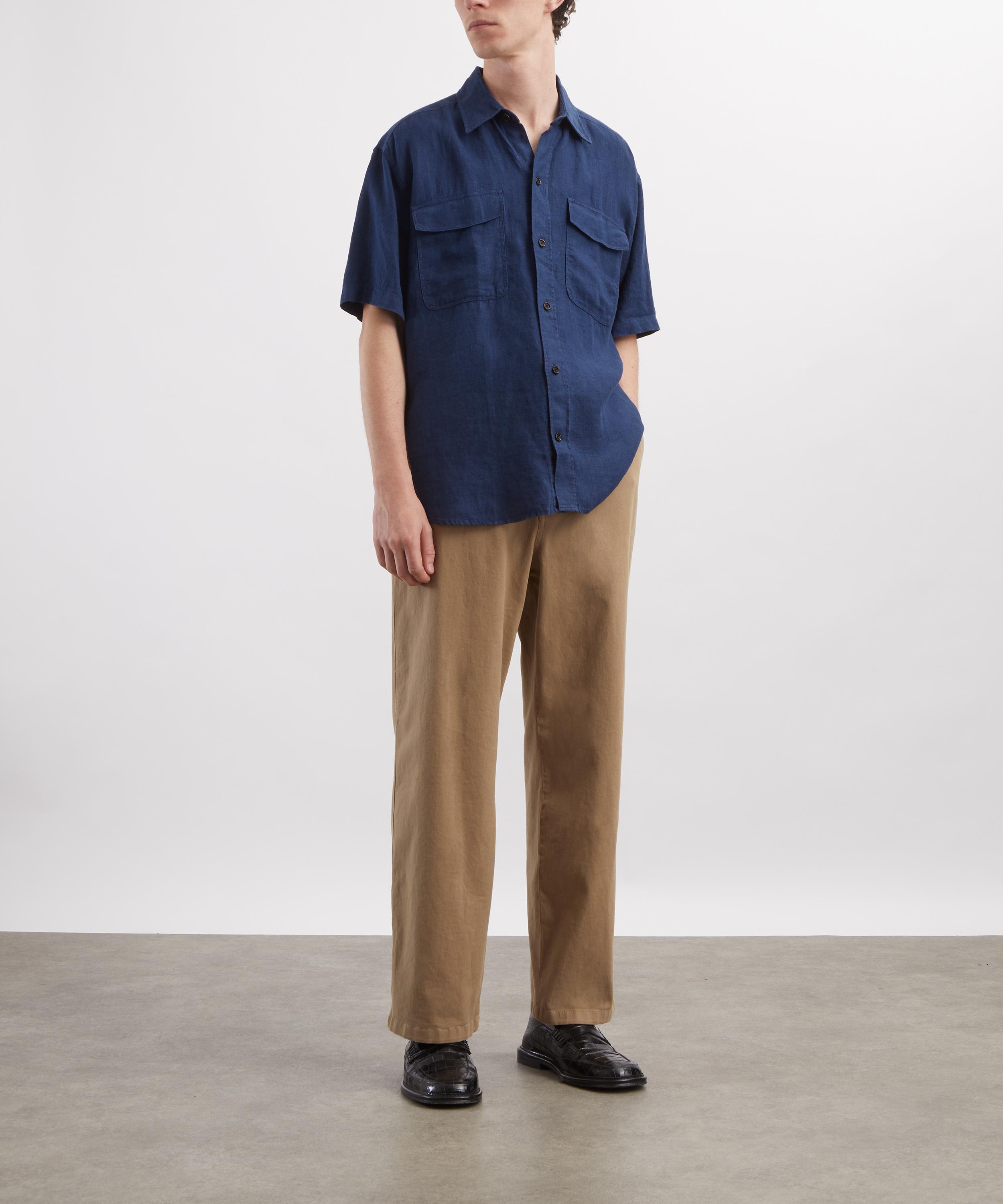 Oliver Spencer - Penryn Loose Short-Sleeve Navy Shirt image number 1
