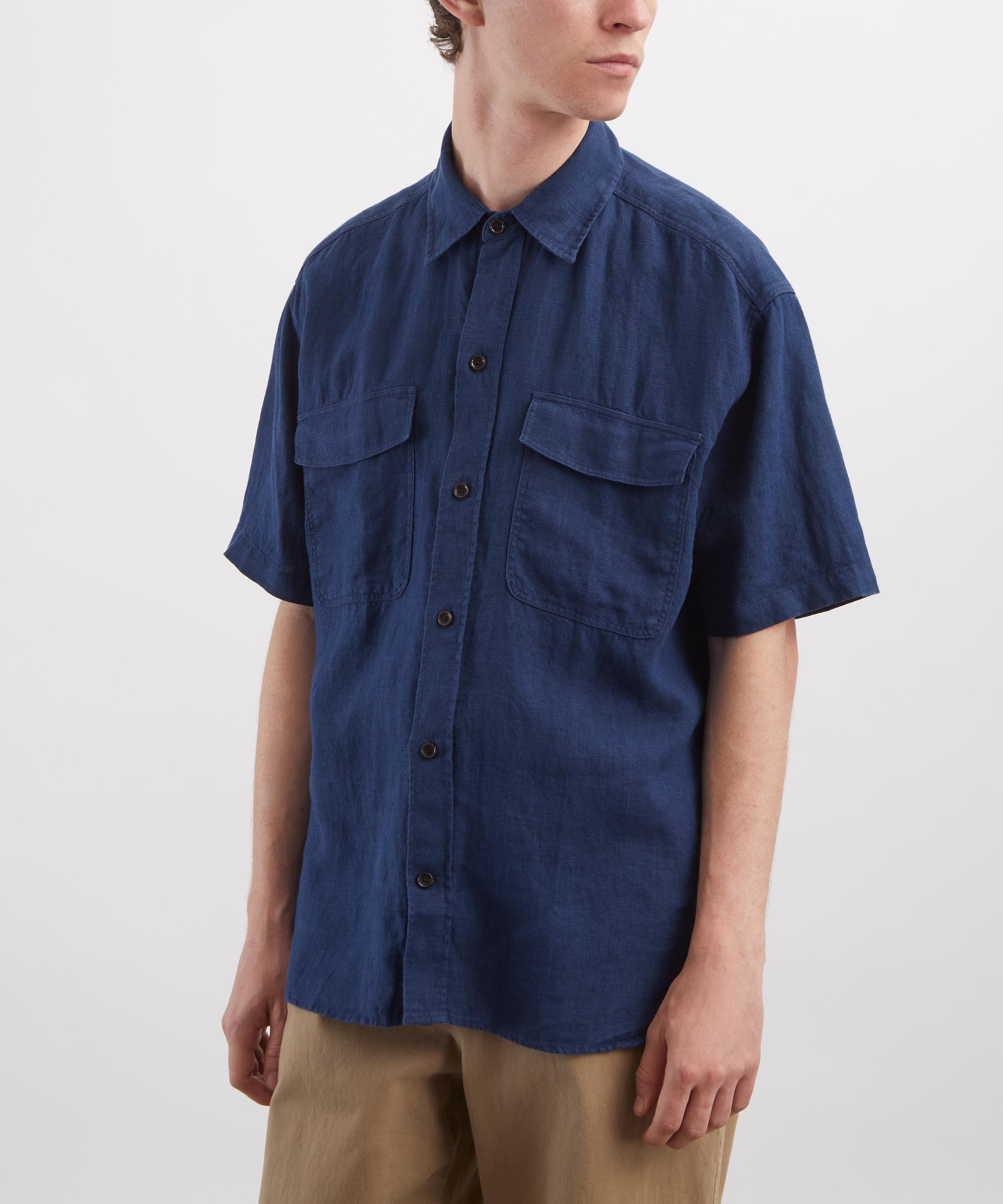 Oliver Spencer - Penryn Loose Short-Sleeve Navy Shirt image number 2