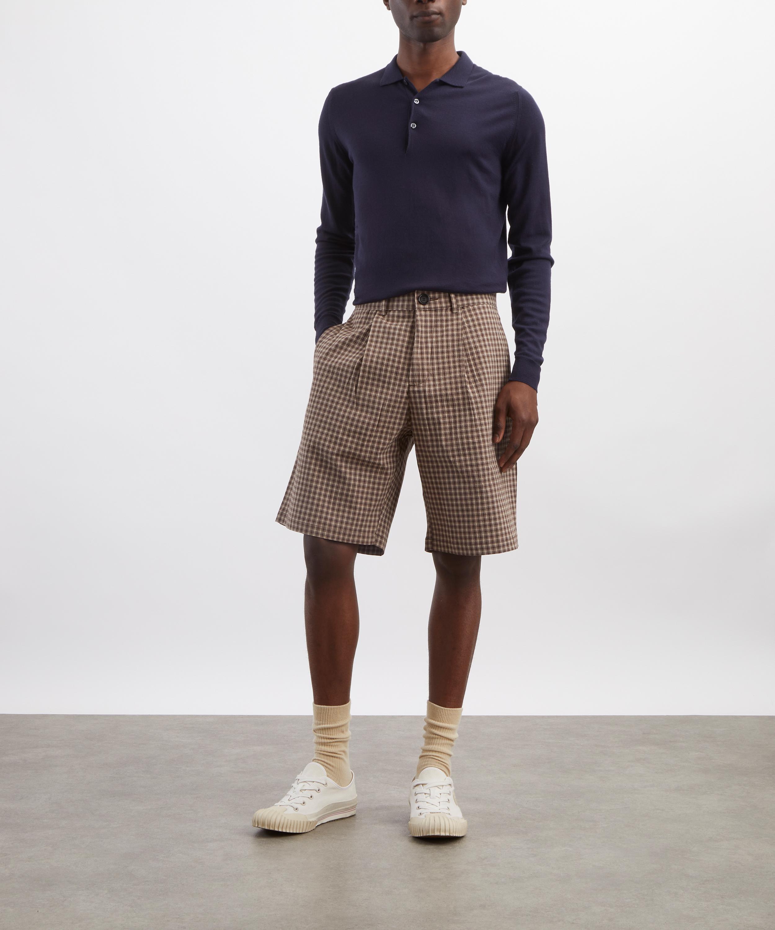 Oliver Spencer - Pleated Leaman Brown Shorts image number 1