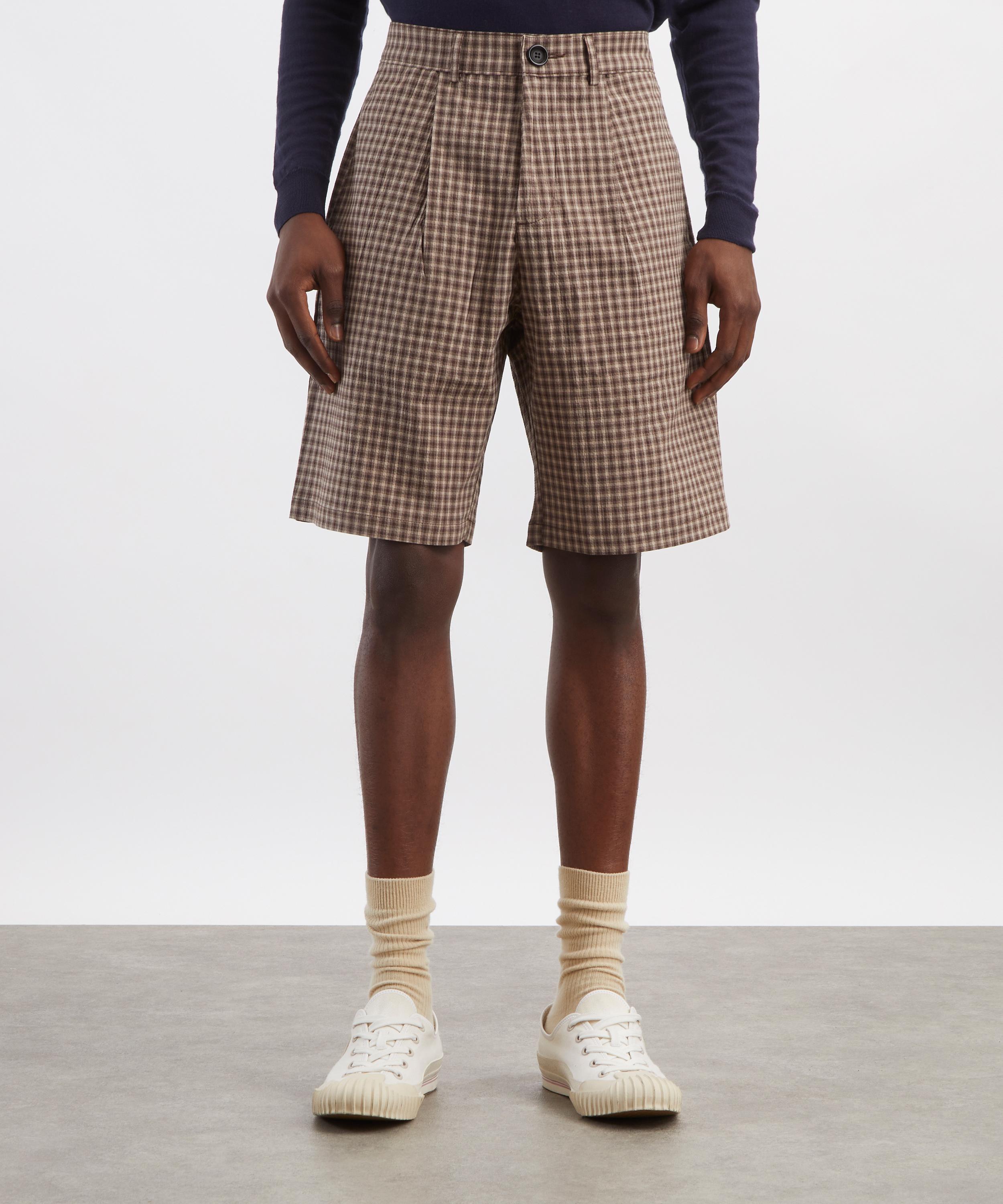 Oliver Spencer - Pleated Leaman Brown Shorts image number 2