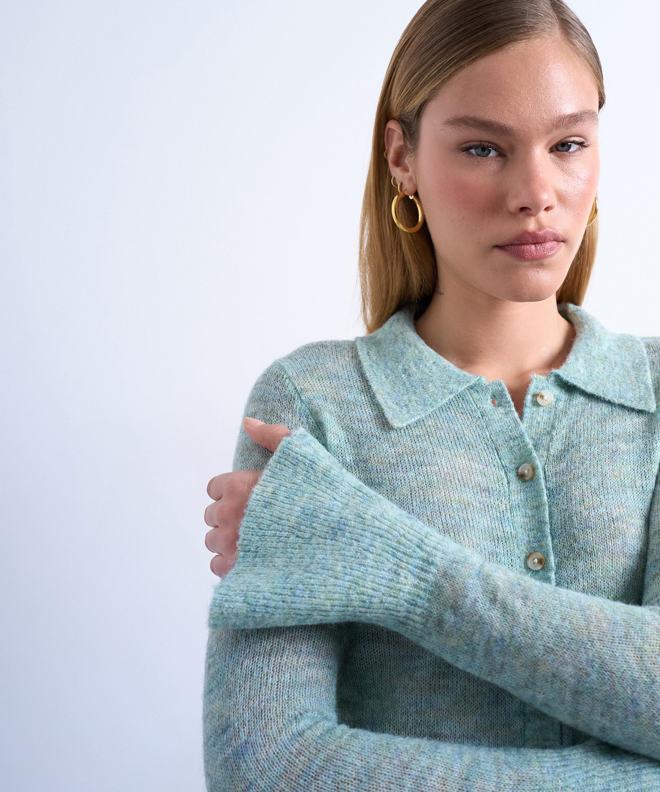 TOPSHOP - Mint Knitted Sheer Collared Cardigan image number 1