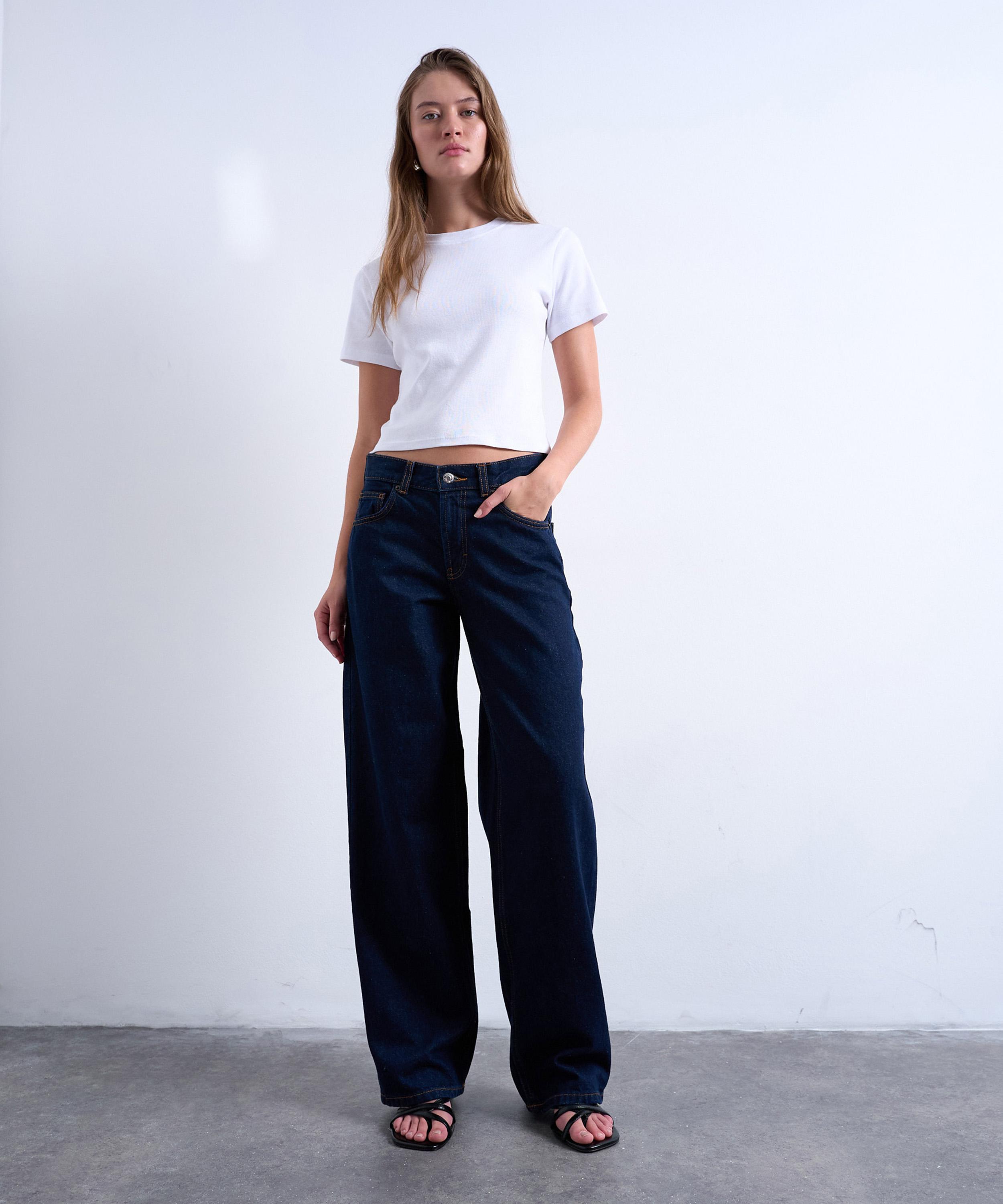 TOPSHOP - Cinch Low-Rise Jeans in Indigo Rinse