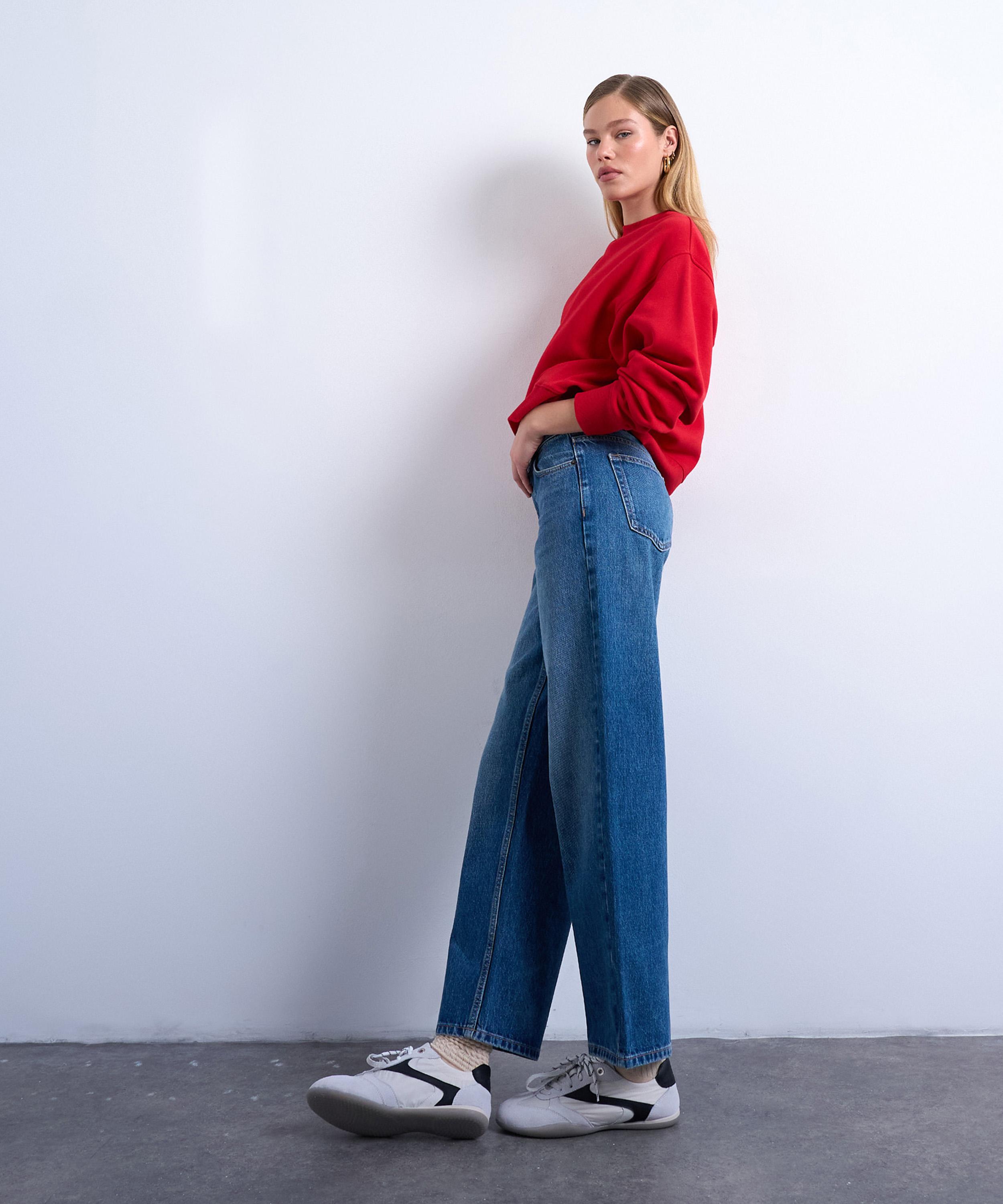 TOPSHOP - Cinch Low-Rise Jeans in Mid-Blue image number 1