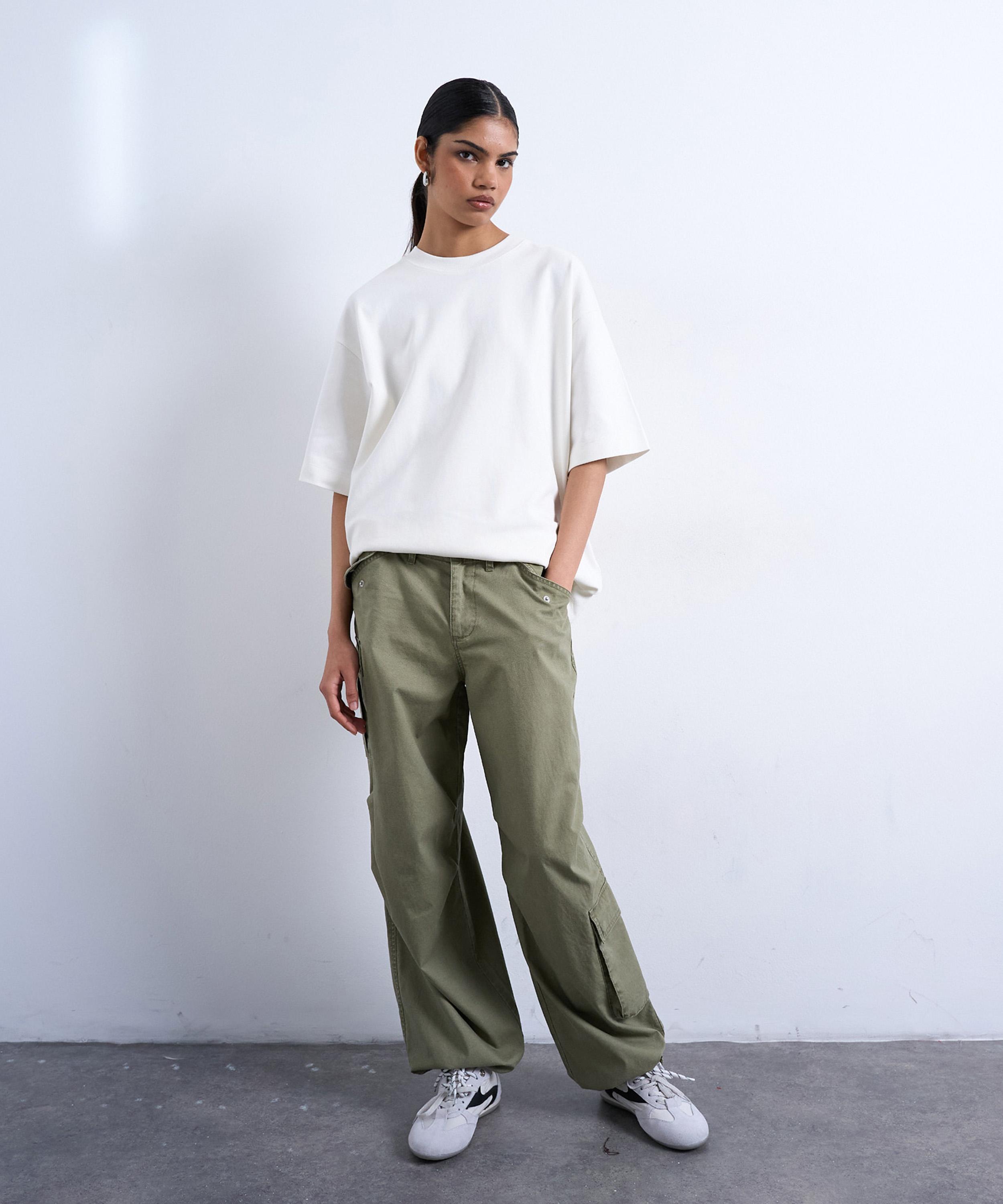 TOPSHOP - Khaki Cargo Drawcord Hem Trousers