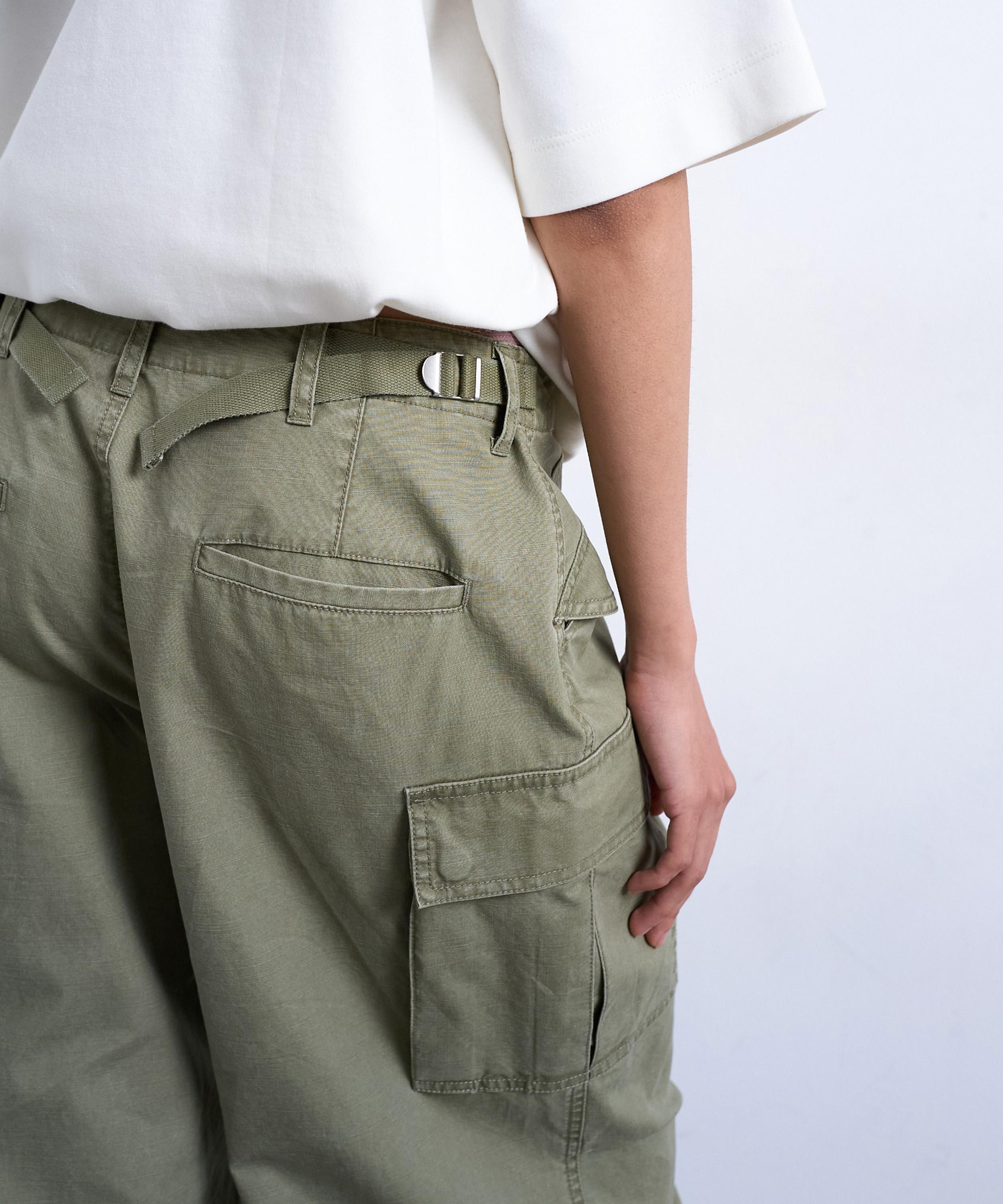 TOPSHOP - Khaki Cargo Drawcord Hem Trousers image number 4