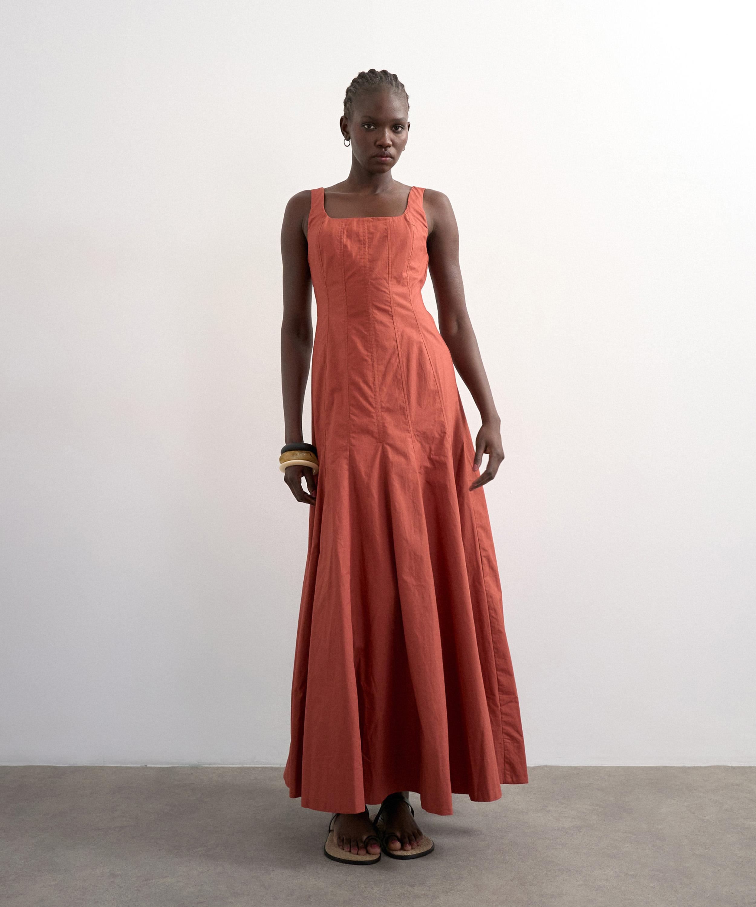 TOPSHOP - Rust Dropped Hem Full-Circle Skirt Sundress