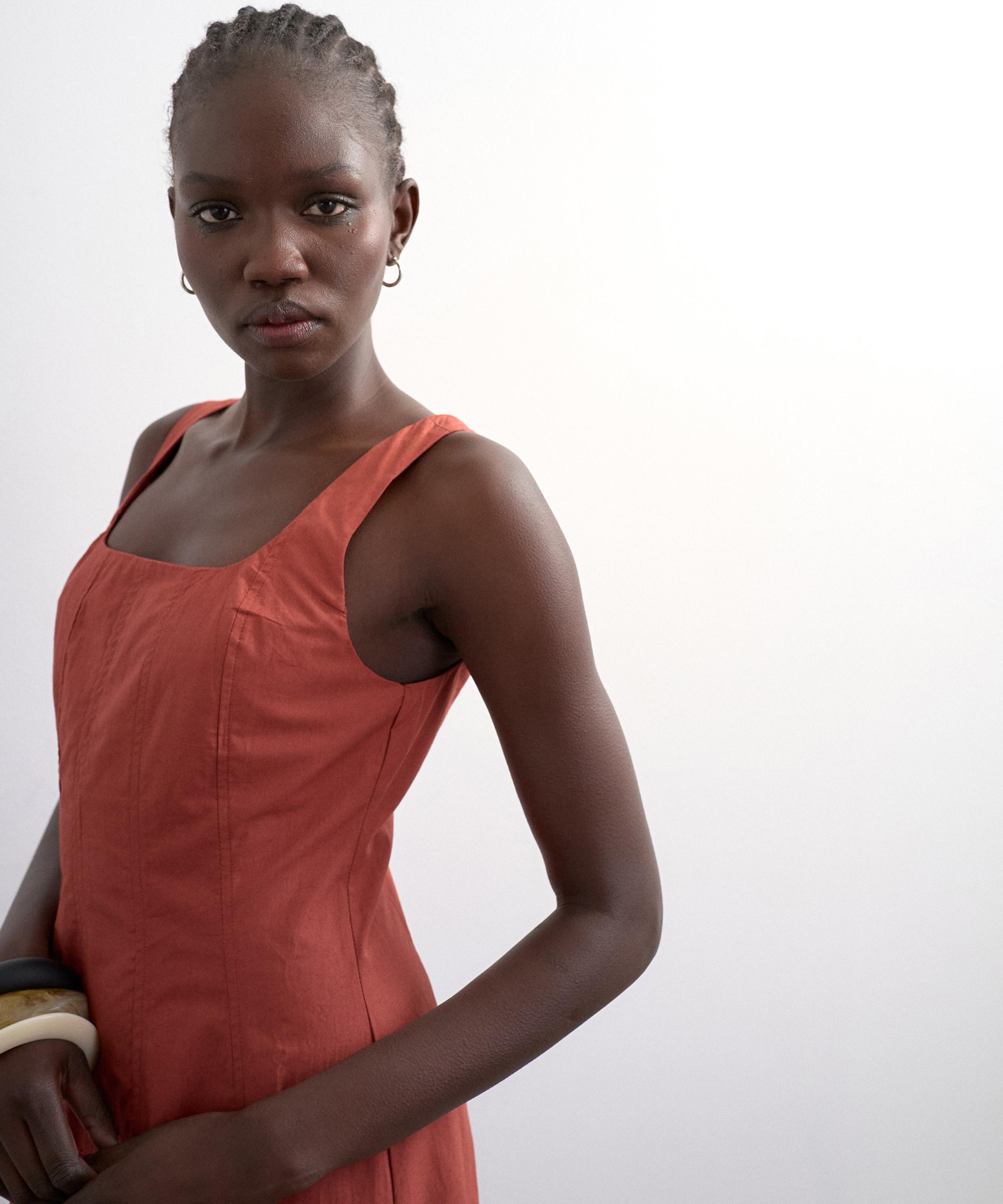 TOPSHOP - Rust Dropped Hem Full-Circle Skirt Sundress image number 1