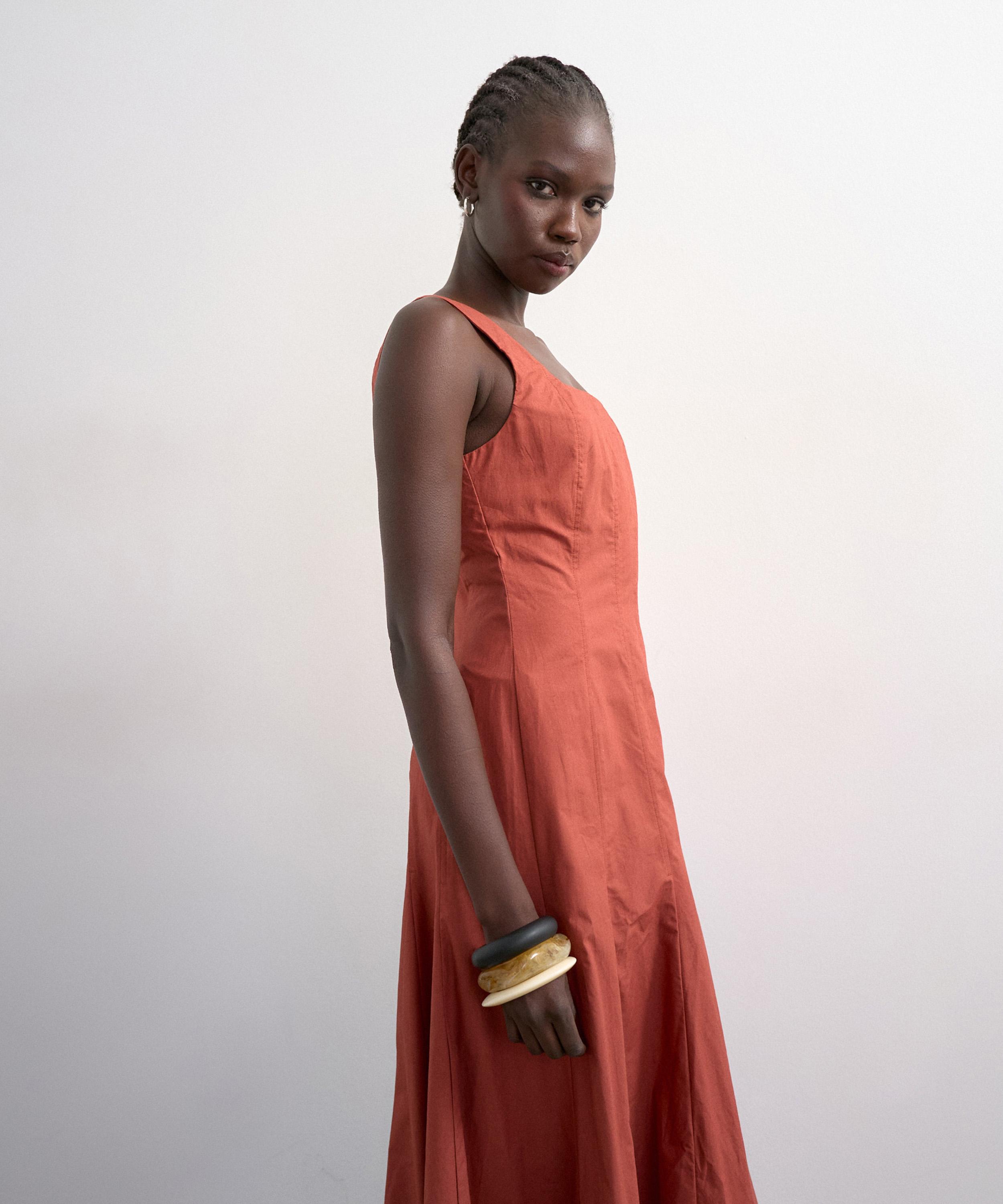 TOPSHOP - Rust Dropped Hem Full-Circle Skirt Sundress image number 2