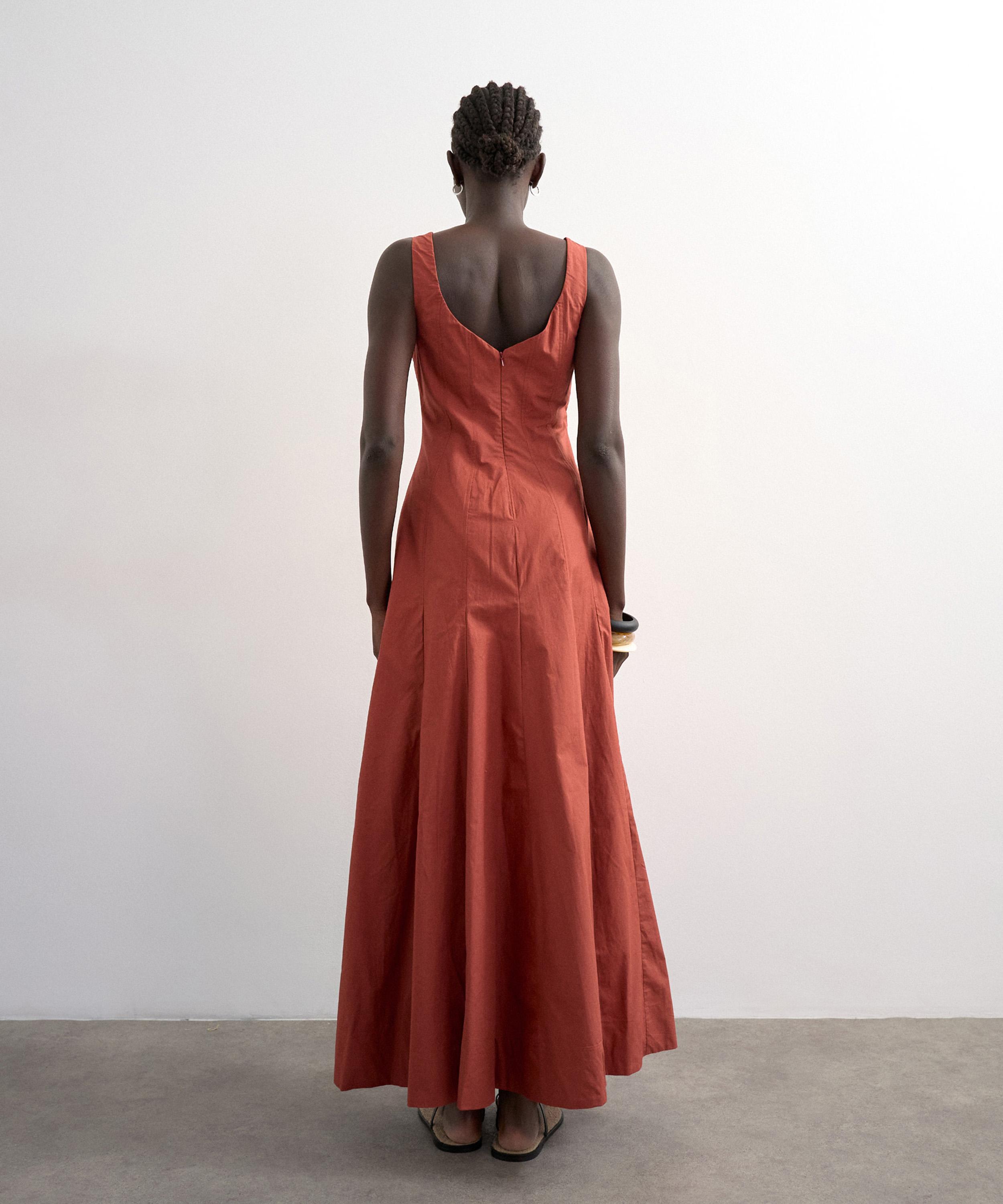 TOPSHOP - Rust Dropped Hem Full-Circle Skirt Sundress image number 3