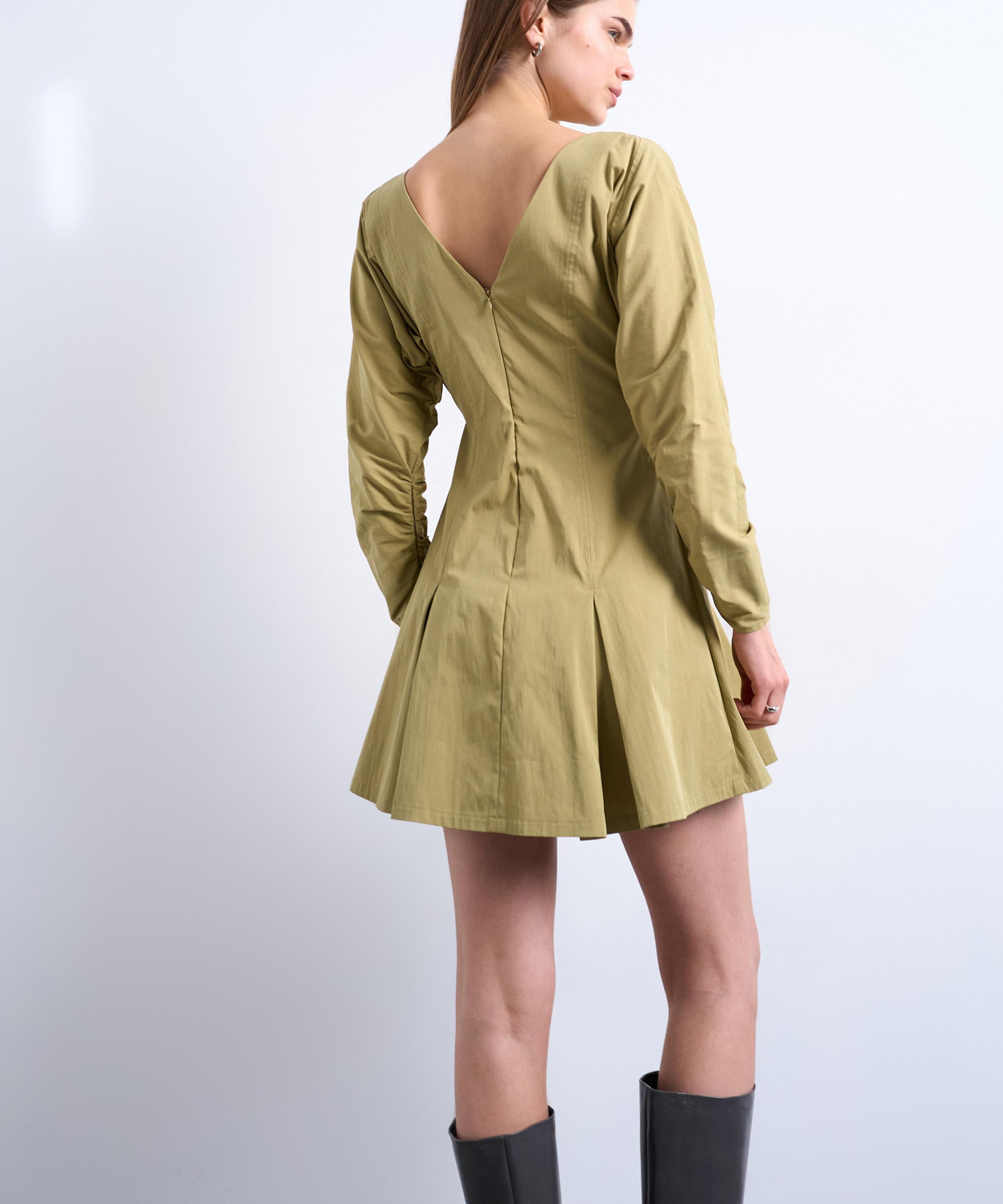 TOPSHOP - Olive Structured Flippy Hem Mini Dress&nbsp; image number 3