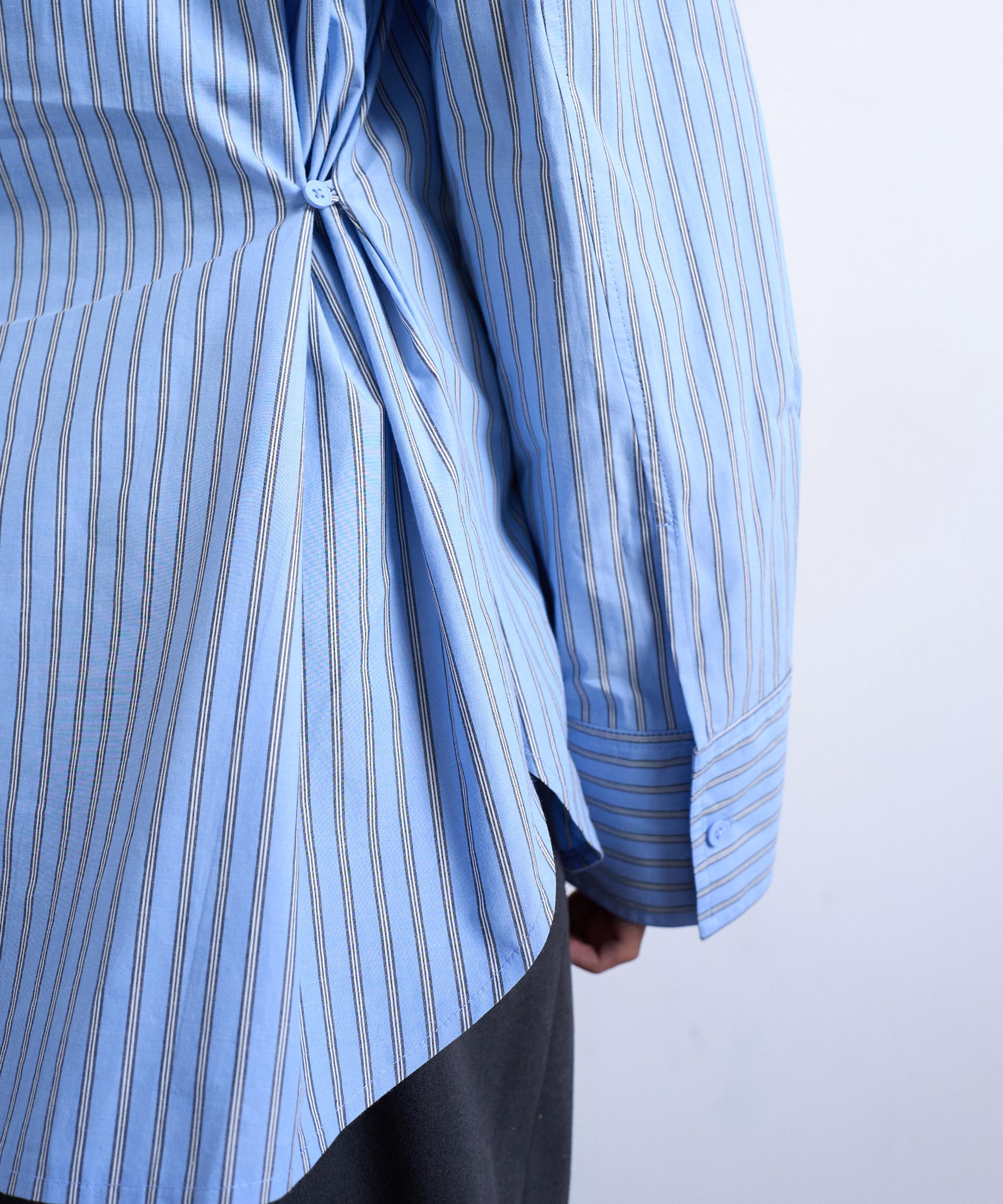 TOPSHOP - Blue Stripe Darted Cuff Oversized Shirt image number 2