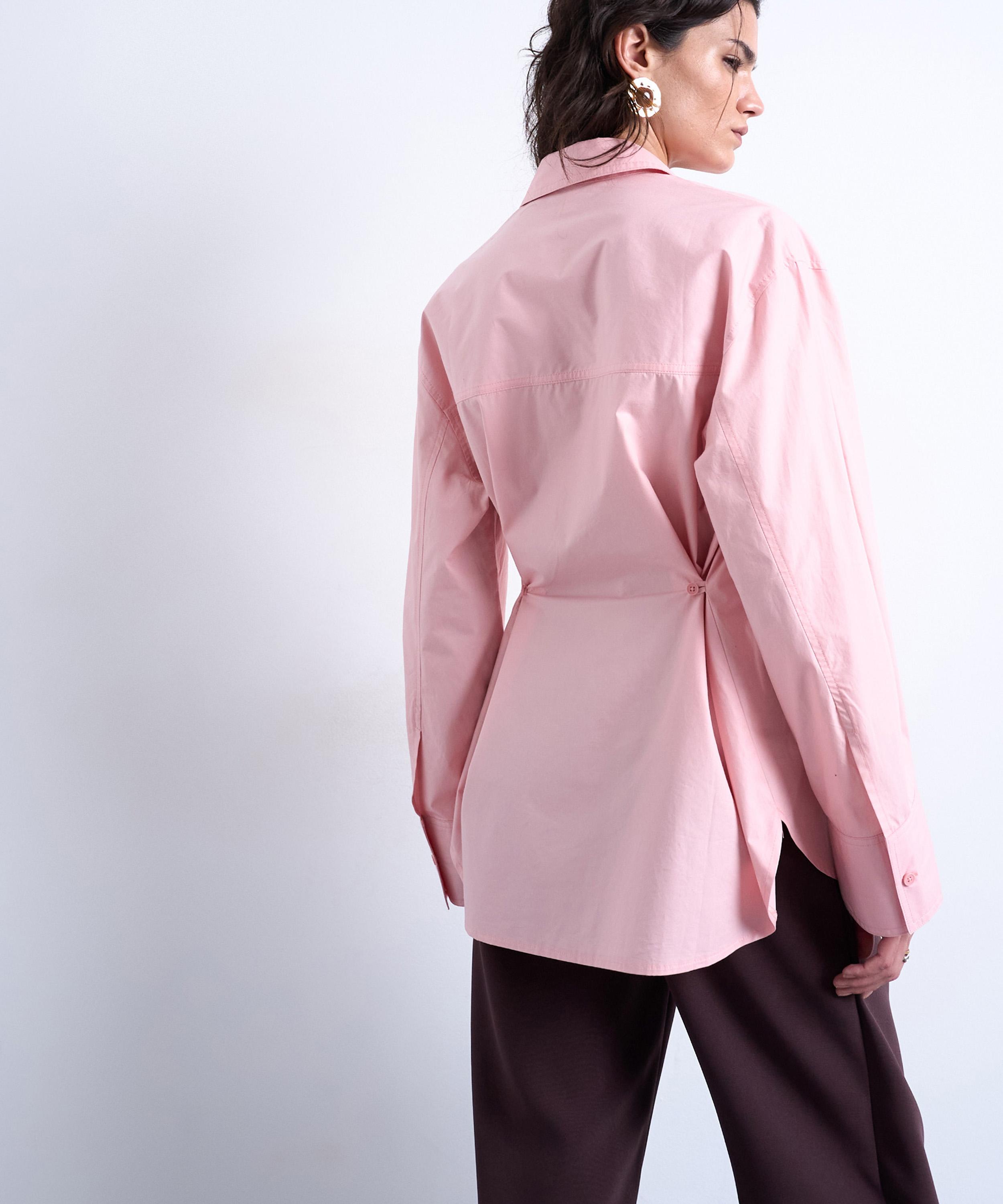 TOPSHOP - Pink Darted Cuff Oversized Shirt image number 2