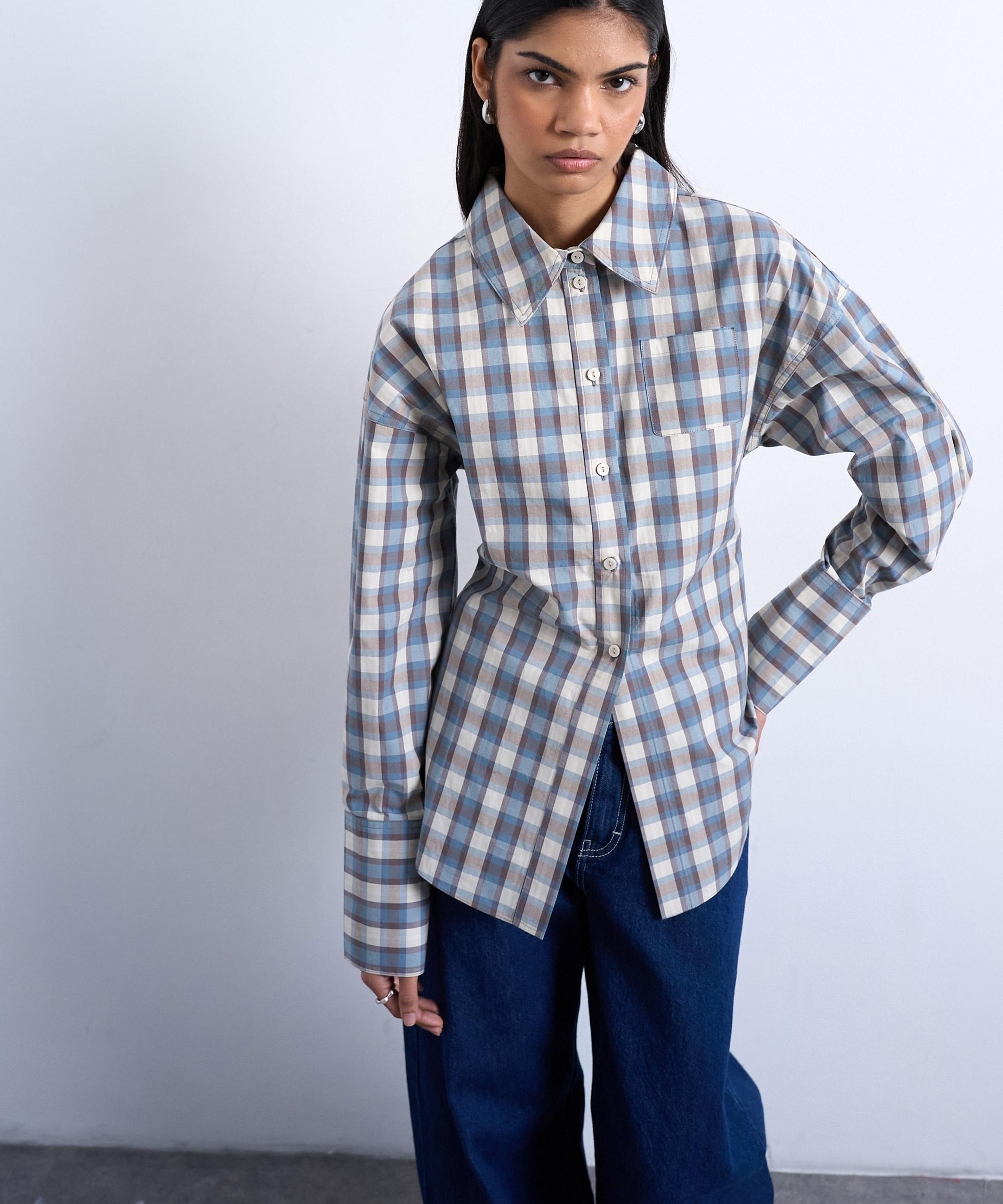 TOPSHOP - Check Print Deep Cuff Shirt