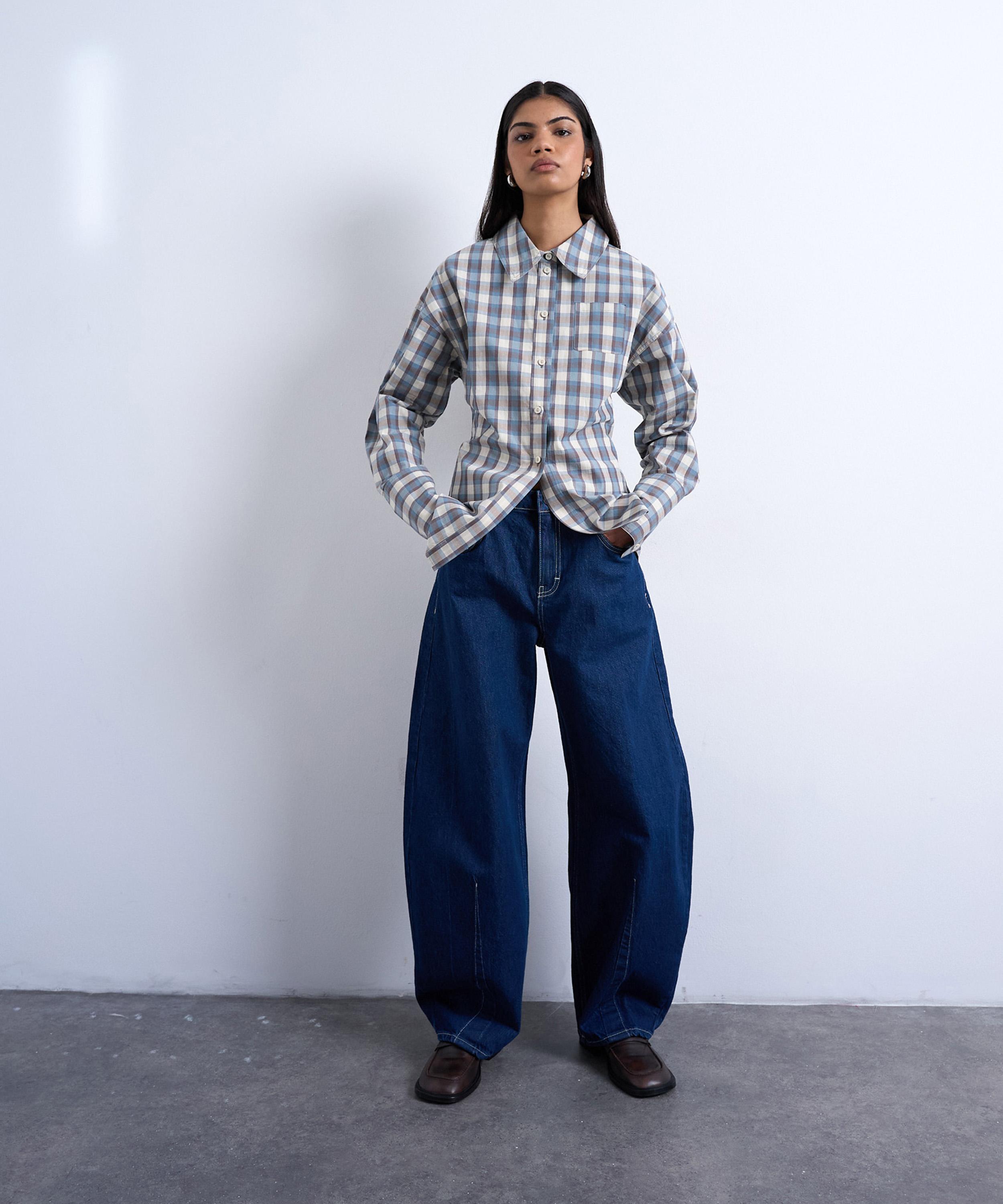 TOPSHOP - Check Print Deep Cuff Shirt image number 1