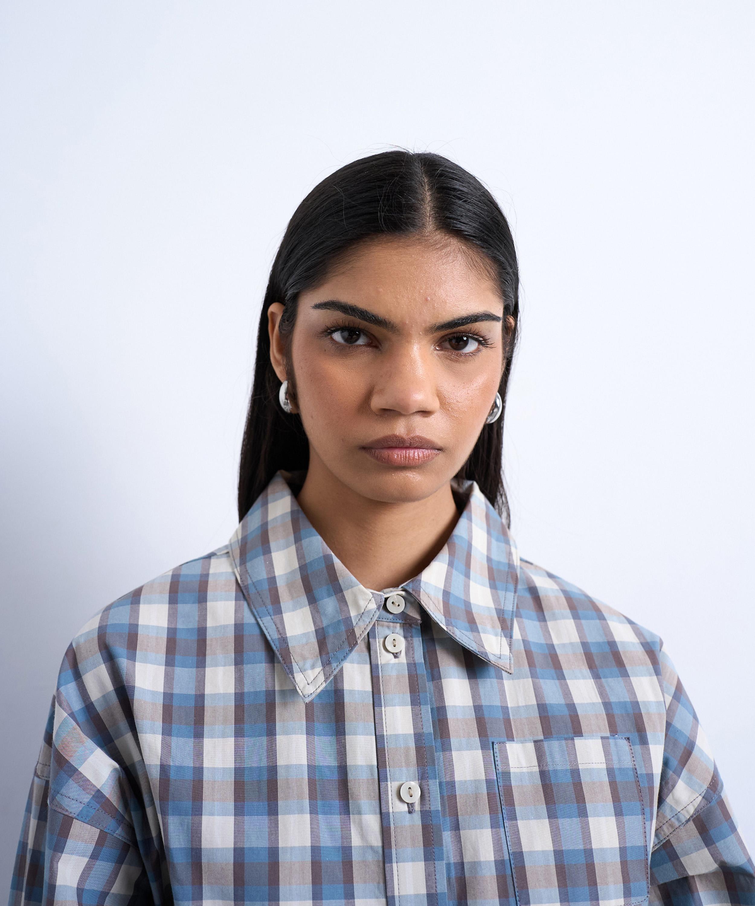 TOPSHOP - Check Print Deep Cuff Shirt image number 2