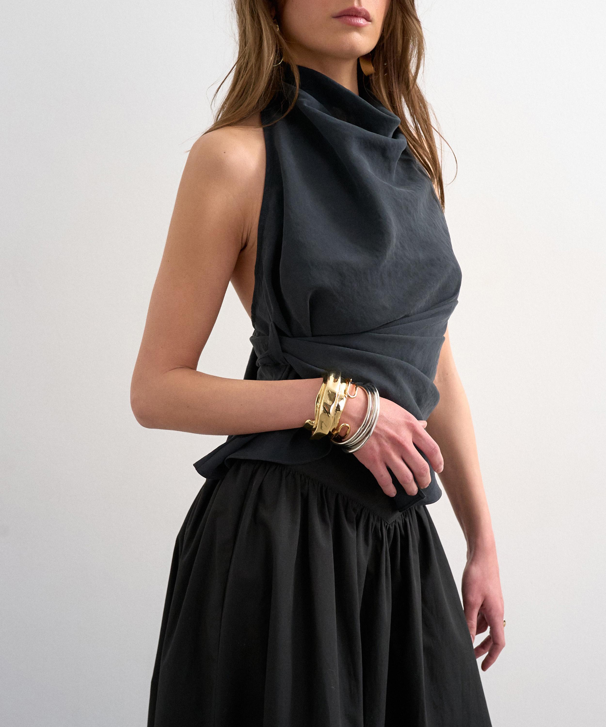 TOPSHOP - Black Drop Waist Saloon Maxi Skirt image number 2