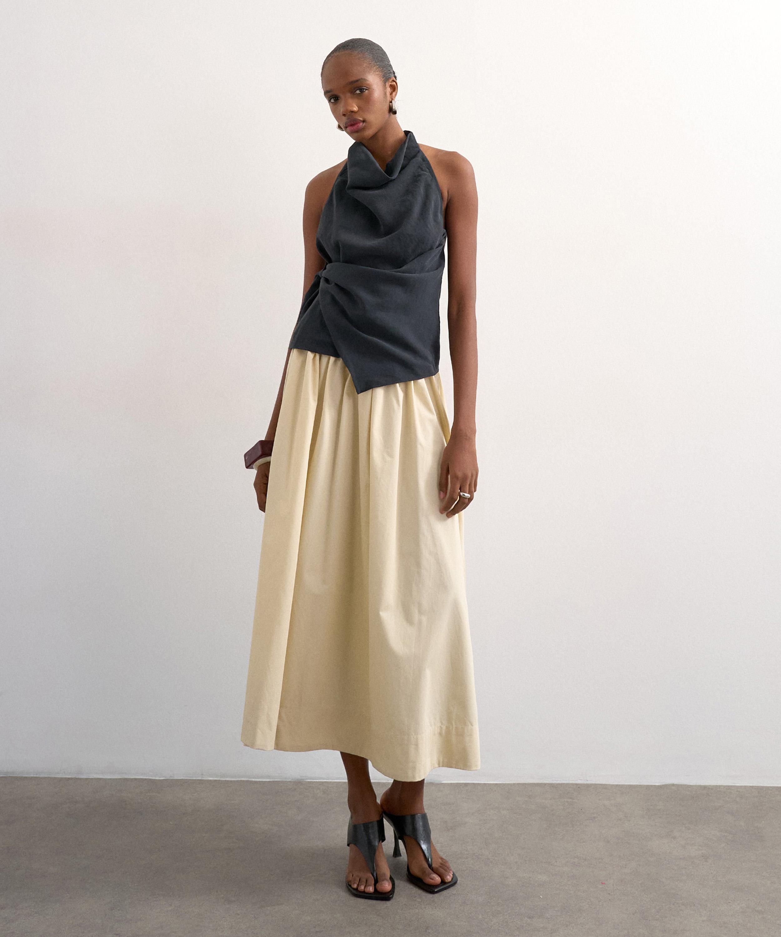 TOPSHOP - Buttermilk Drop Waist Saloon Maxi Skirt