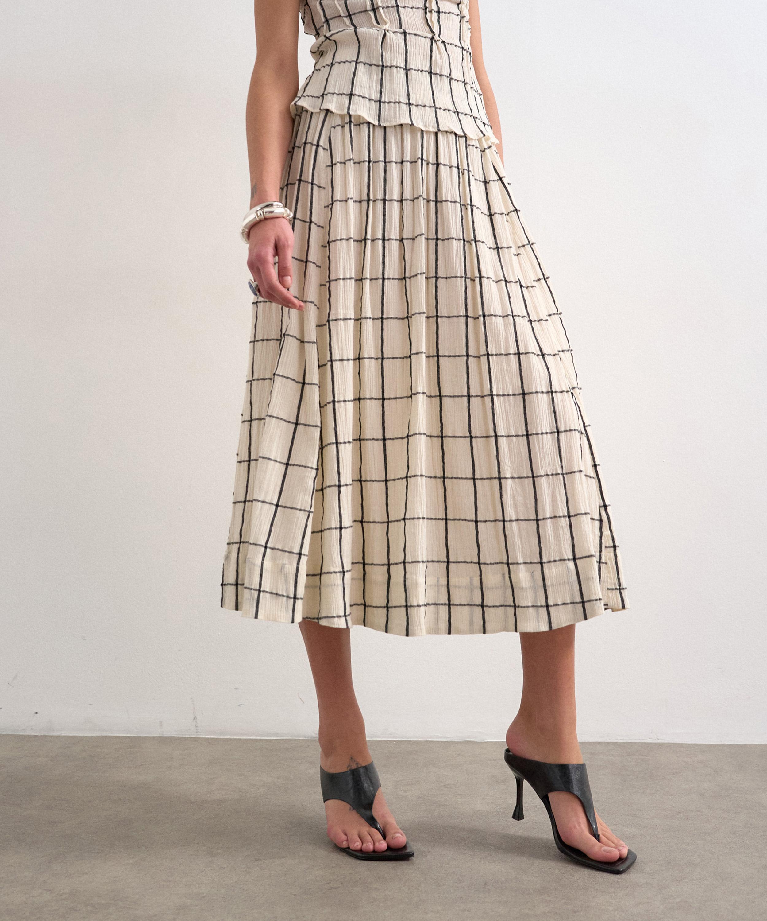 TOPSHOP - Window Pane Check Drop Waist Saloon Maxi Skirt image number 1