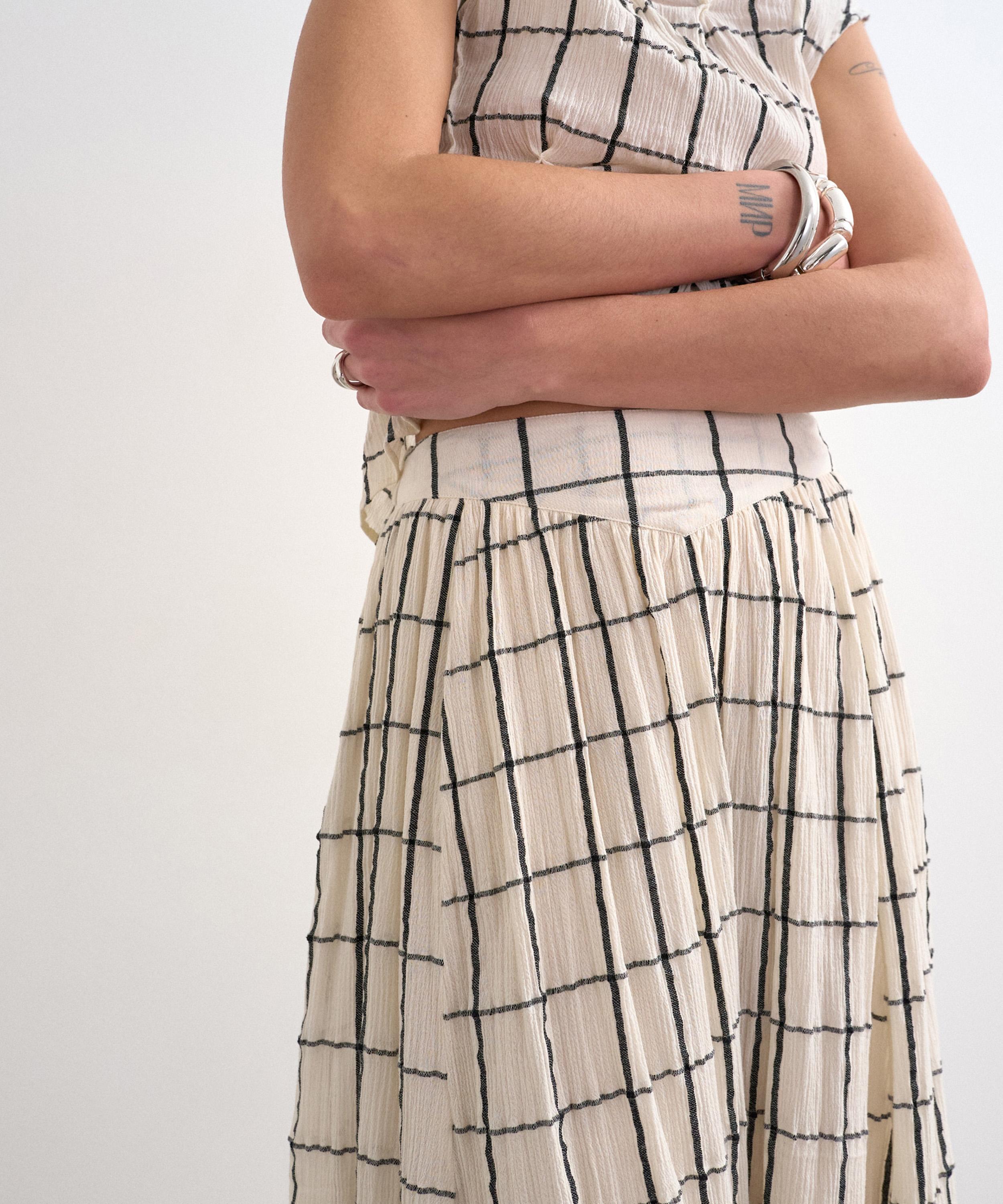 TOPSHOP - Window Pane Check Drop Waist Saloon Maxi Skirt image number 2