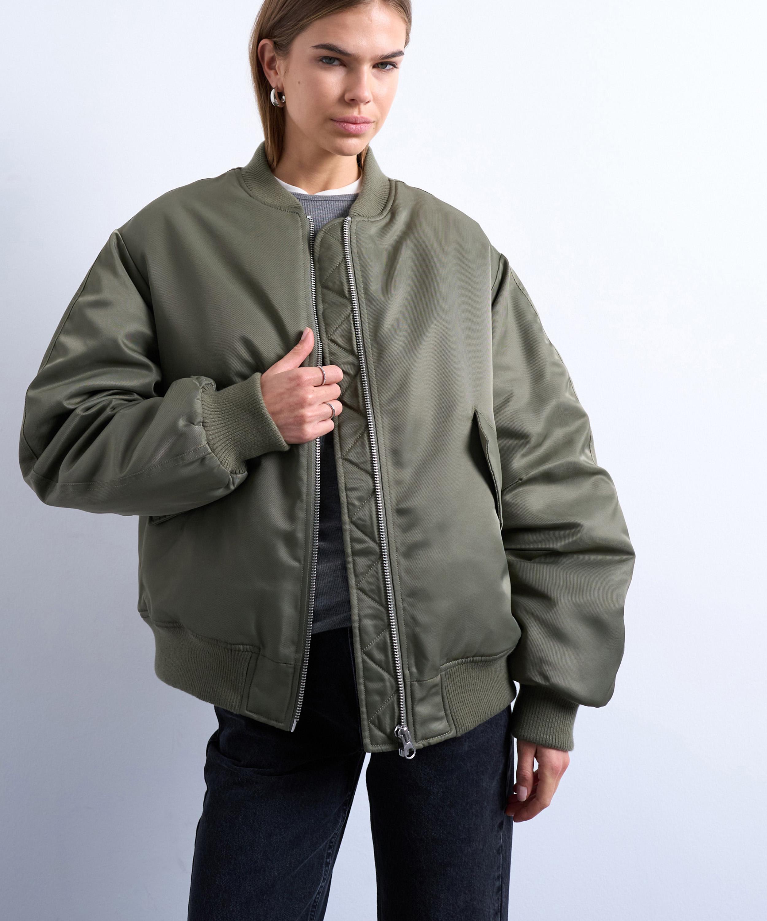 TOPSHOP - Green Contrast Liner Bomber Jacket