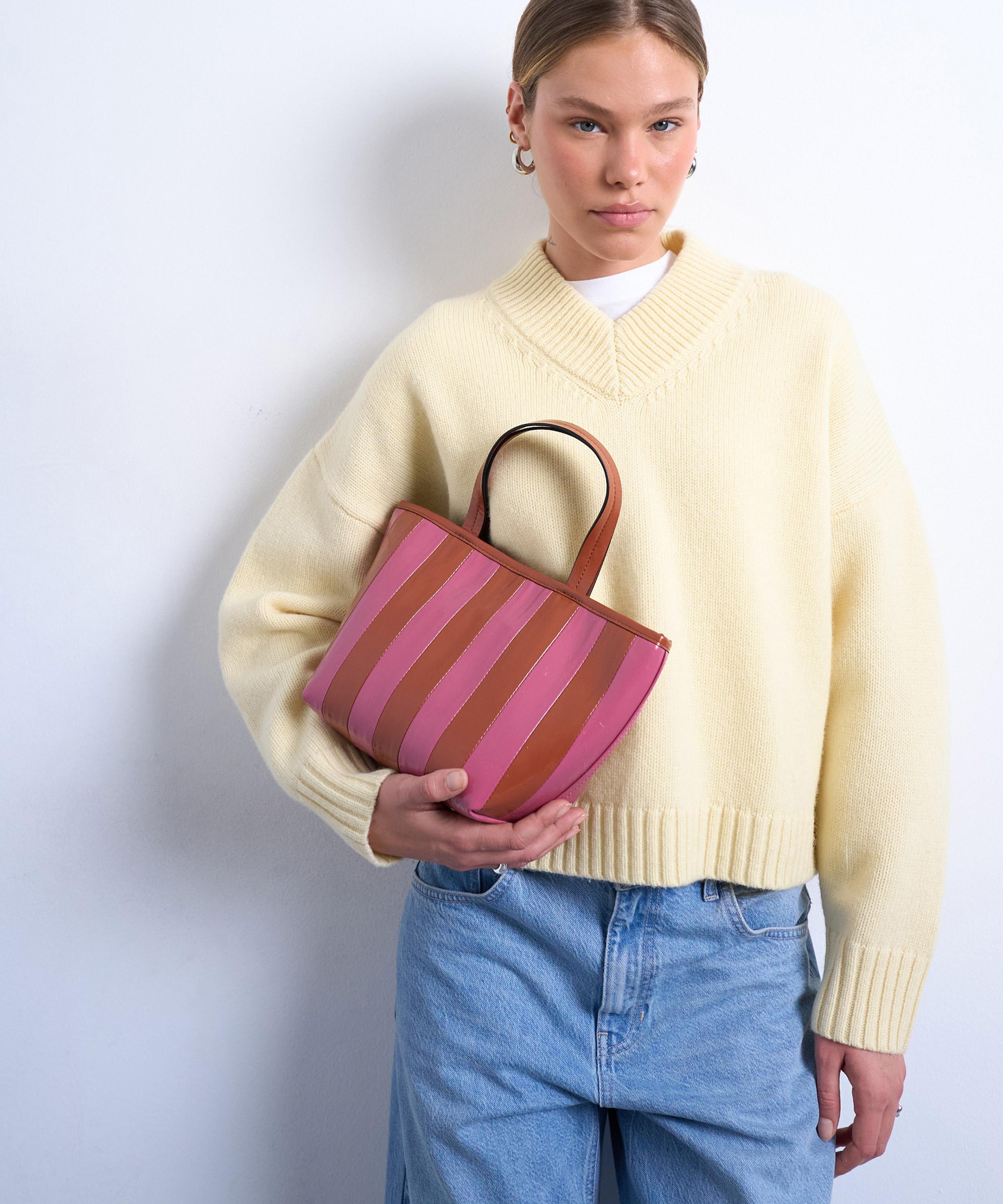 TOPSHOP - Gemma Striped Faux-Leather Grab Bag image number 1