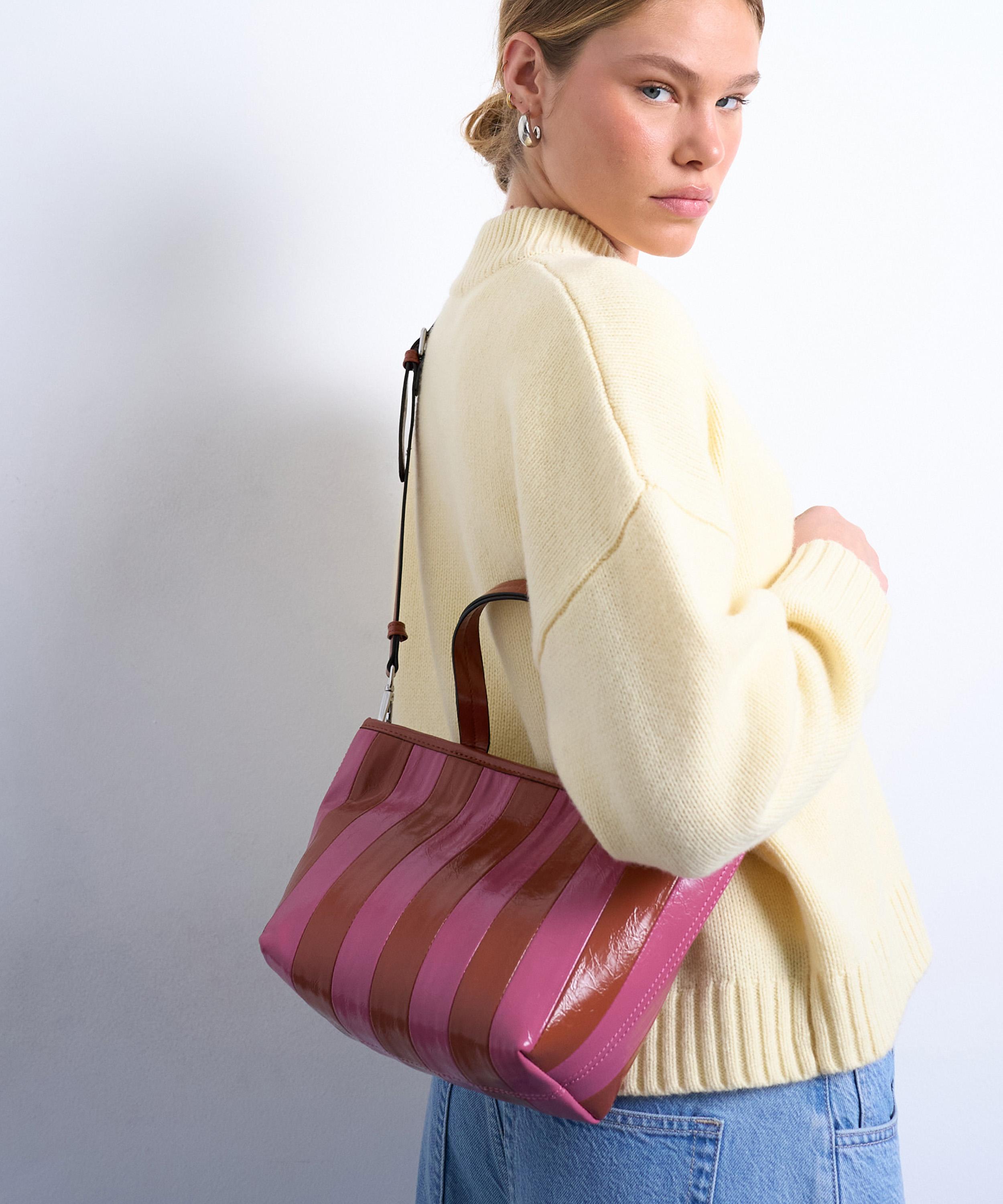 TOPSHOP - Gemma Striped Faux-Leather Grab Bag image number 3