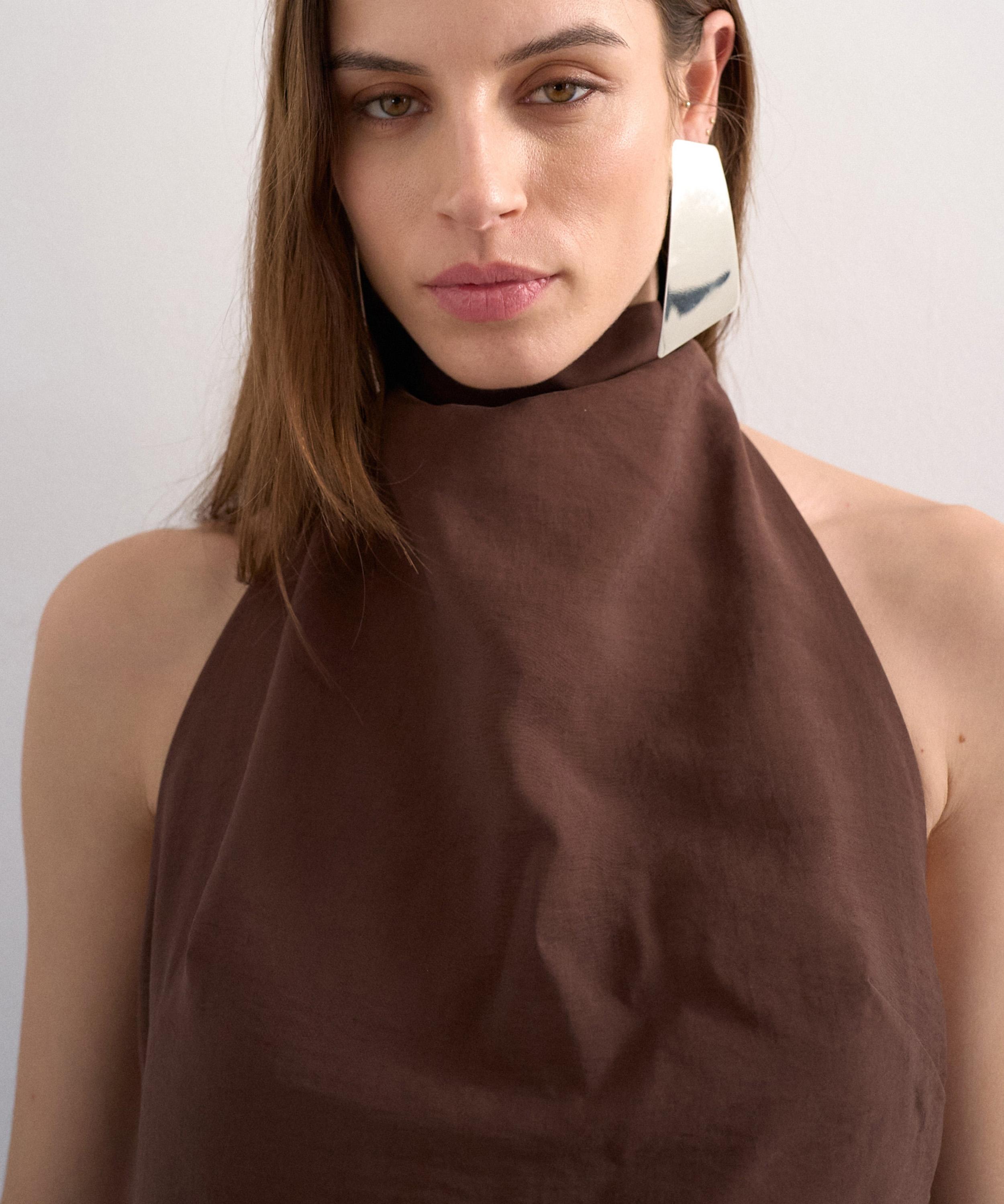 TOPSHOP - Chocolate Halter Cowl Maxi Dress image number 2