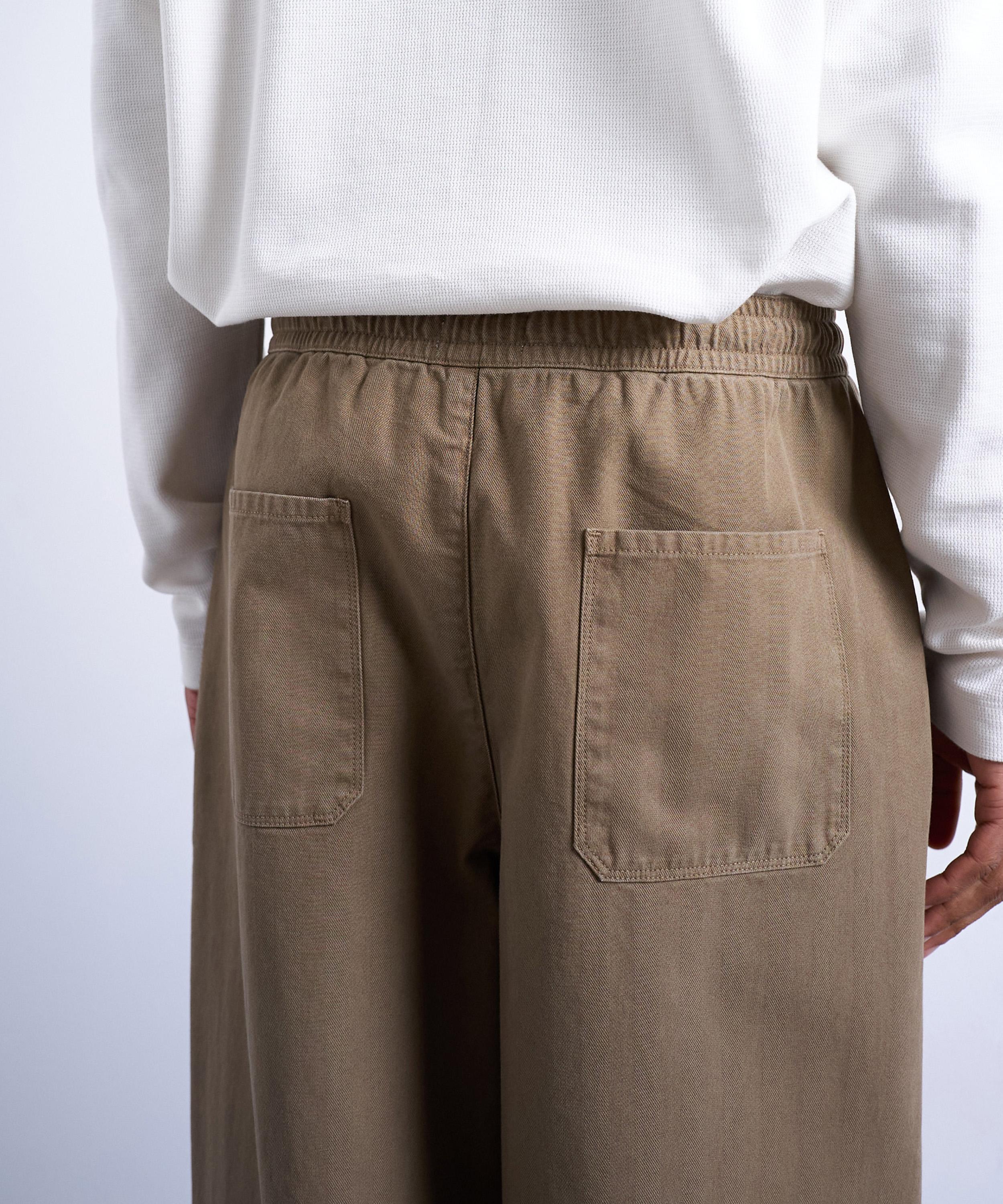 TOPMAN - Khaki Relaxed Herringbone Trousers image number 4