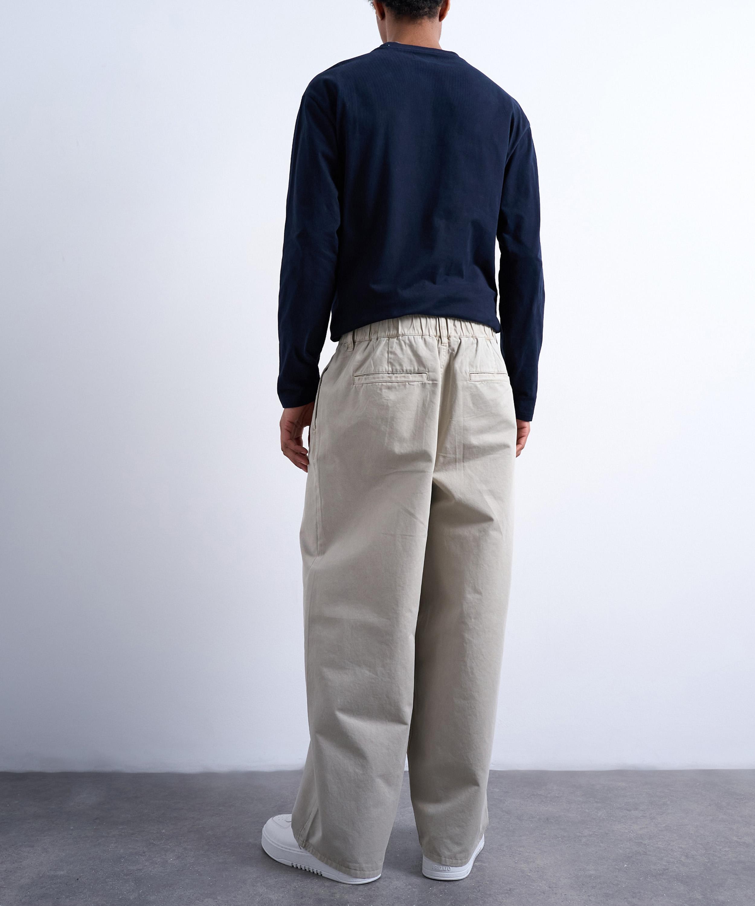 TOPMAN - Stone Super Baggy Twill Trousers with Pleats image number 3