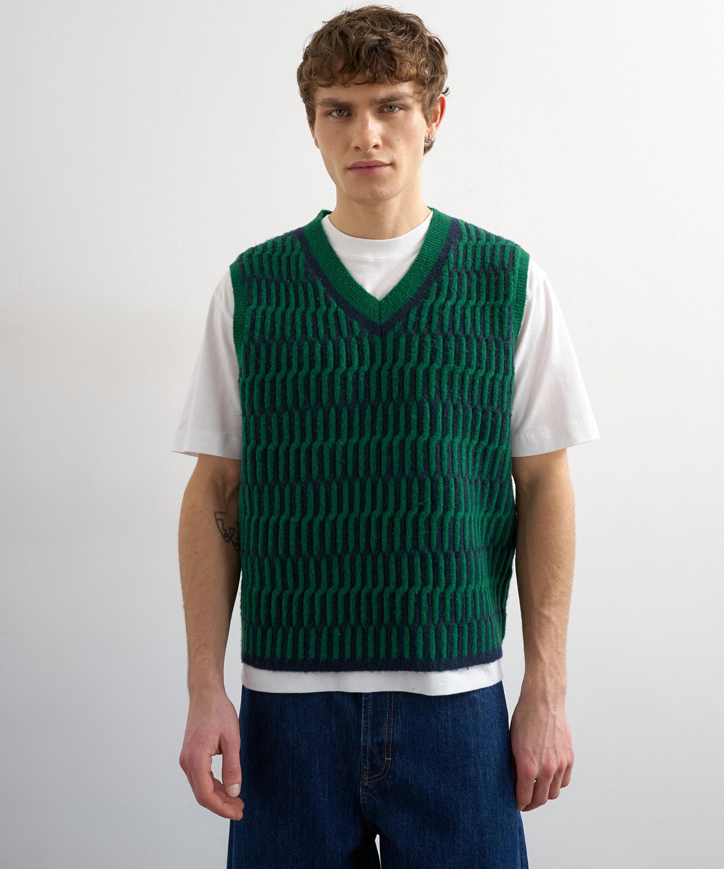 TOPMAN - Green Heavy Knit Vest Top