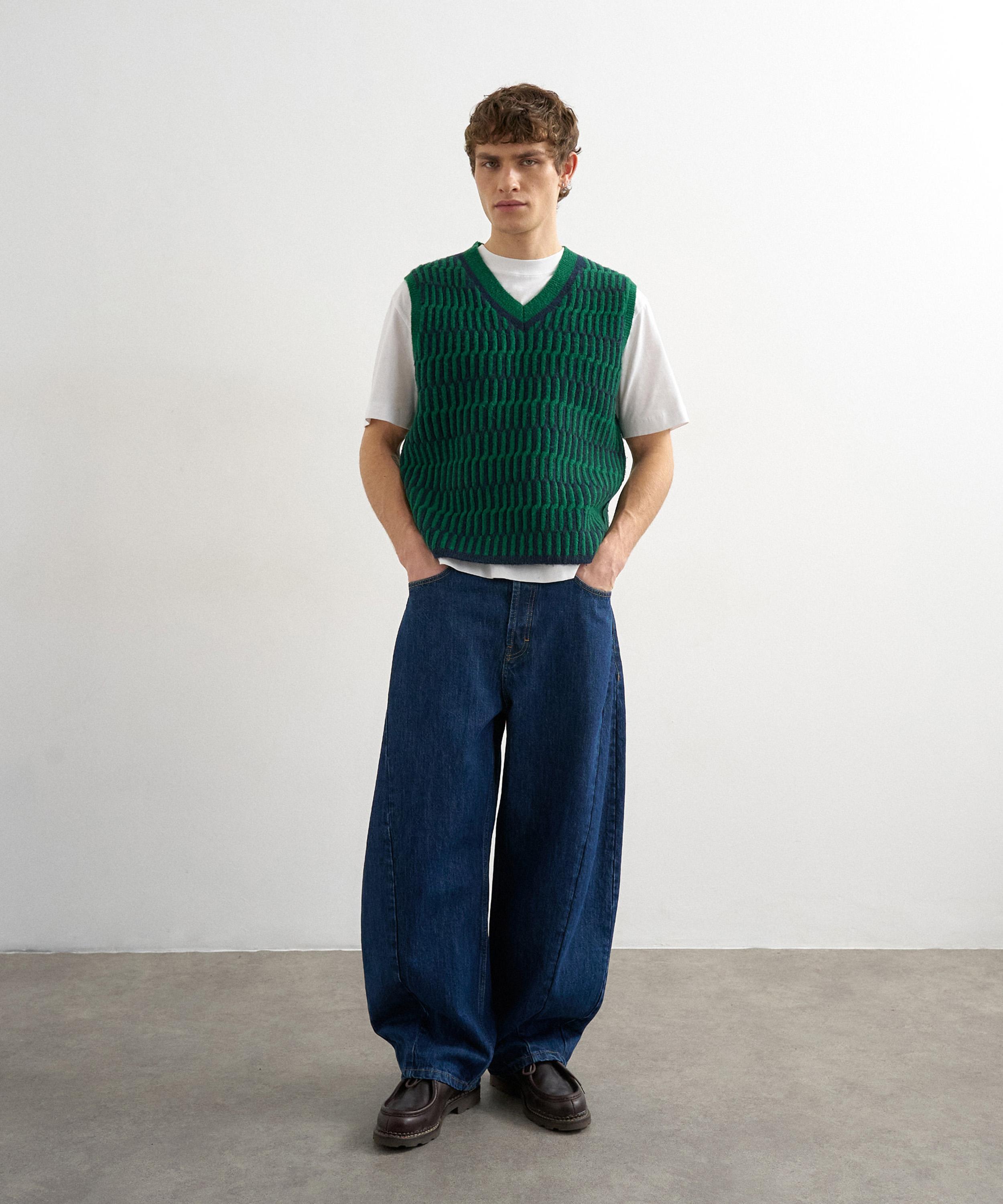 TOPMAN - Green Heavy Knit Vest Top image number 2