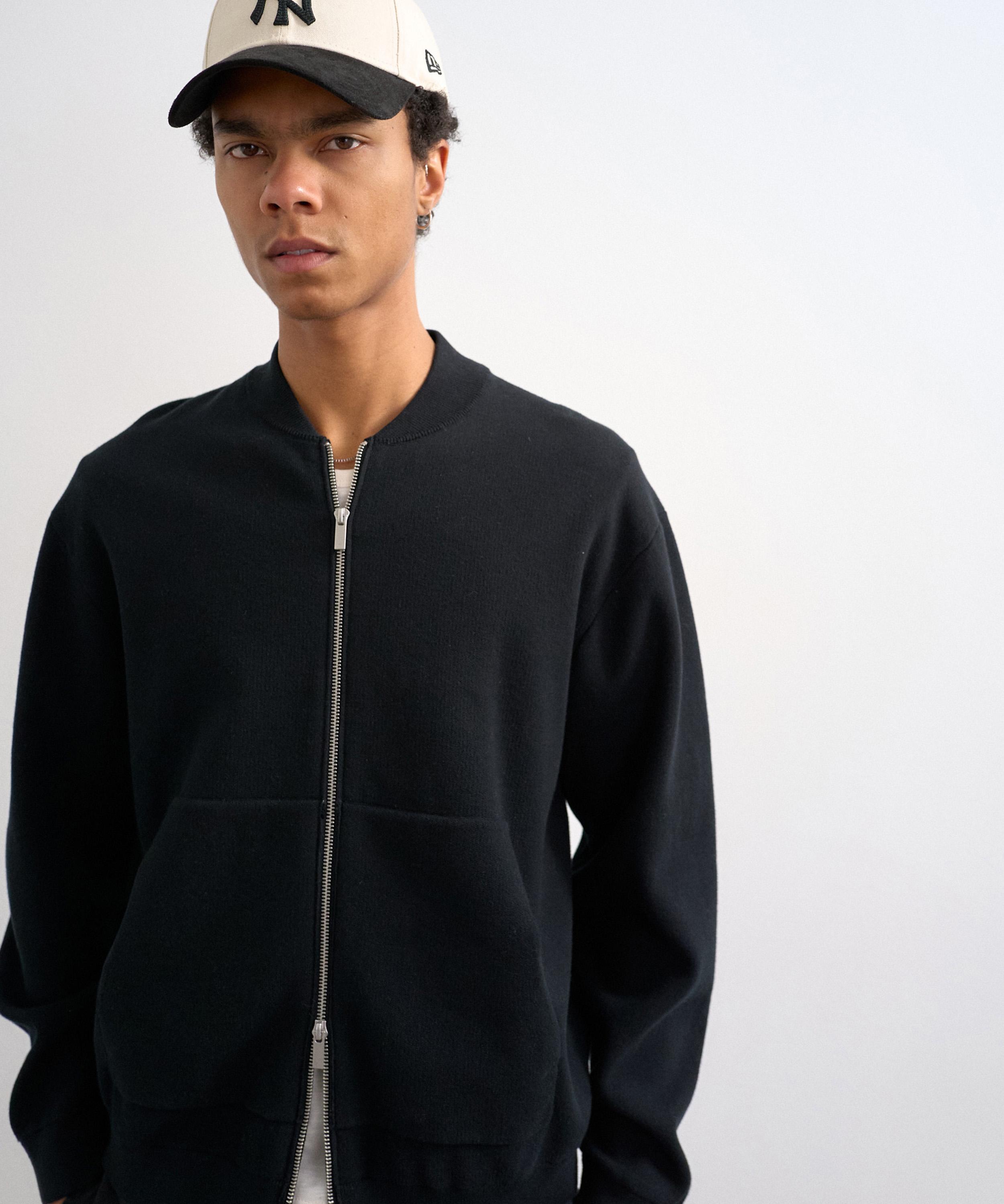 TOPMAN - Black Premium Zip-Through Cardigan