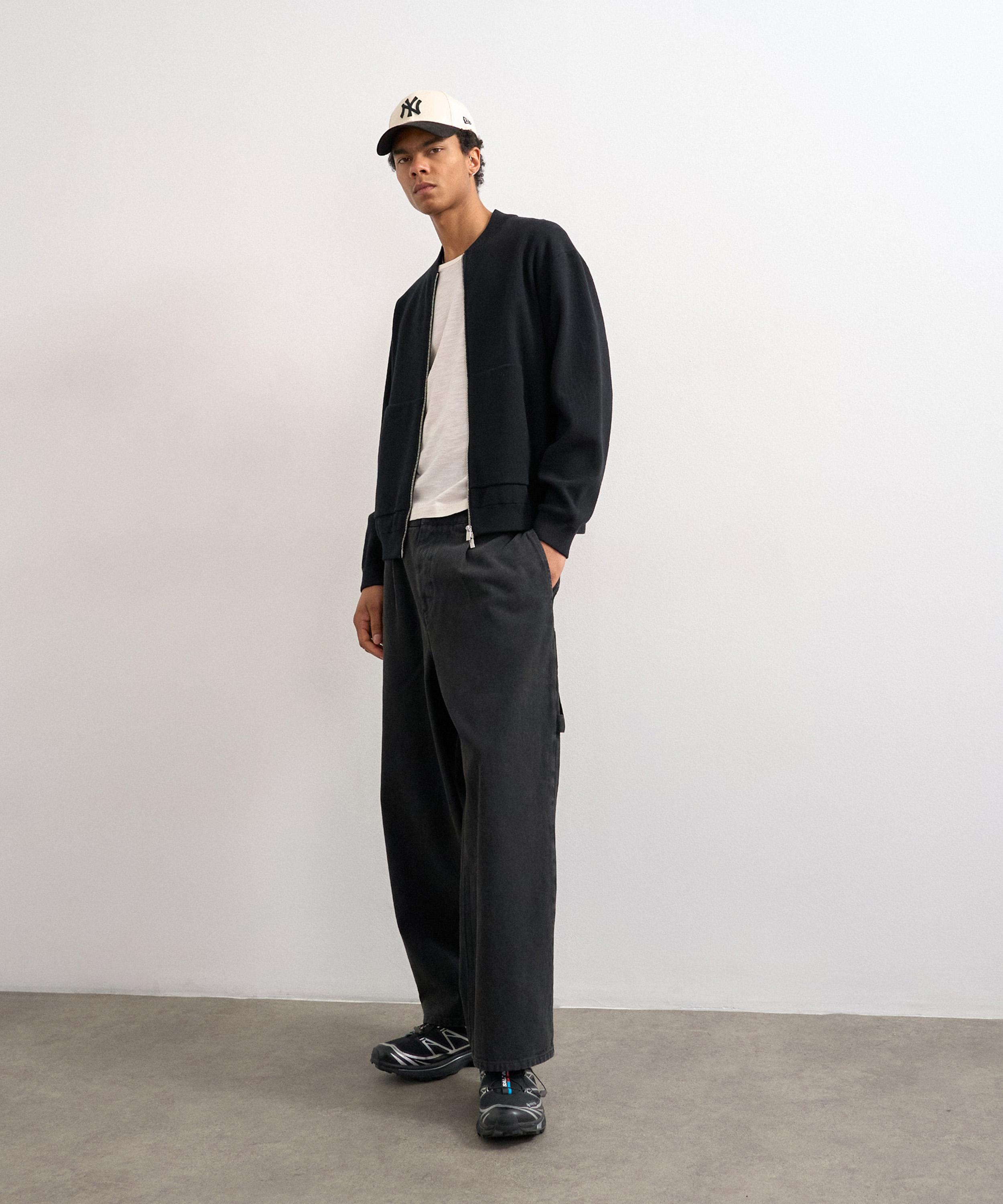 TOPMAN - Black Premium Zip-Through Cardigan image number 1