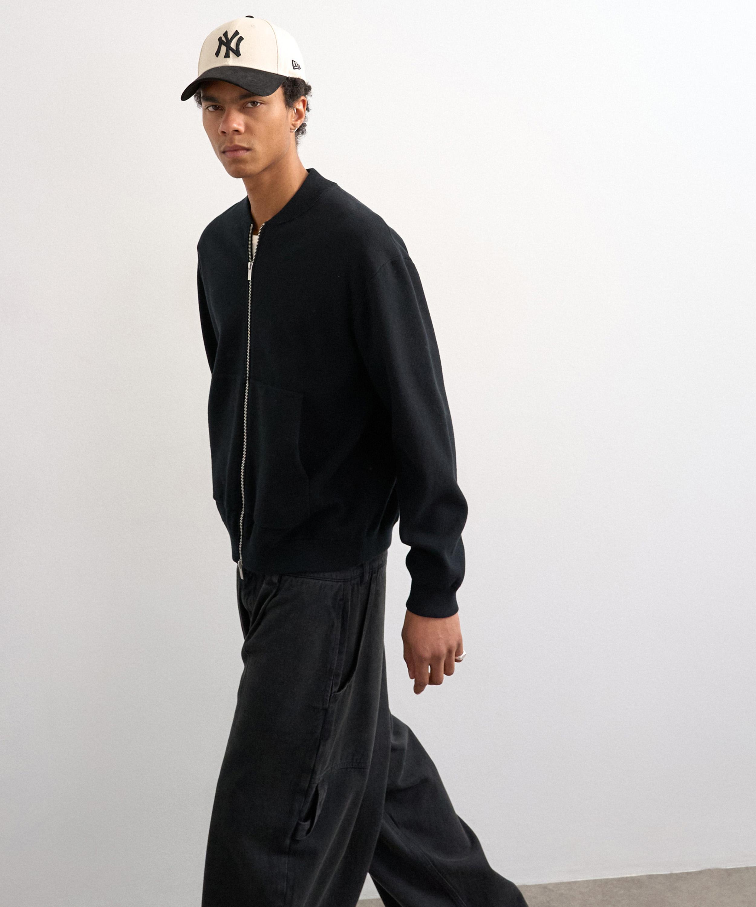 TOPMAN - Black Premium Zip-Through Cardigan image number 2