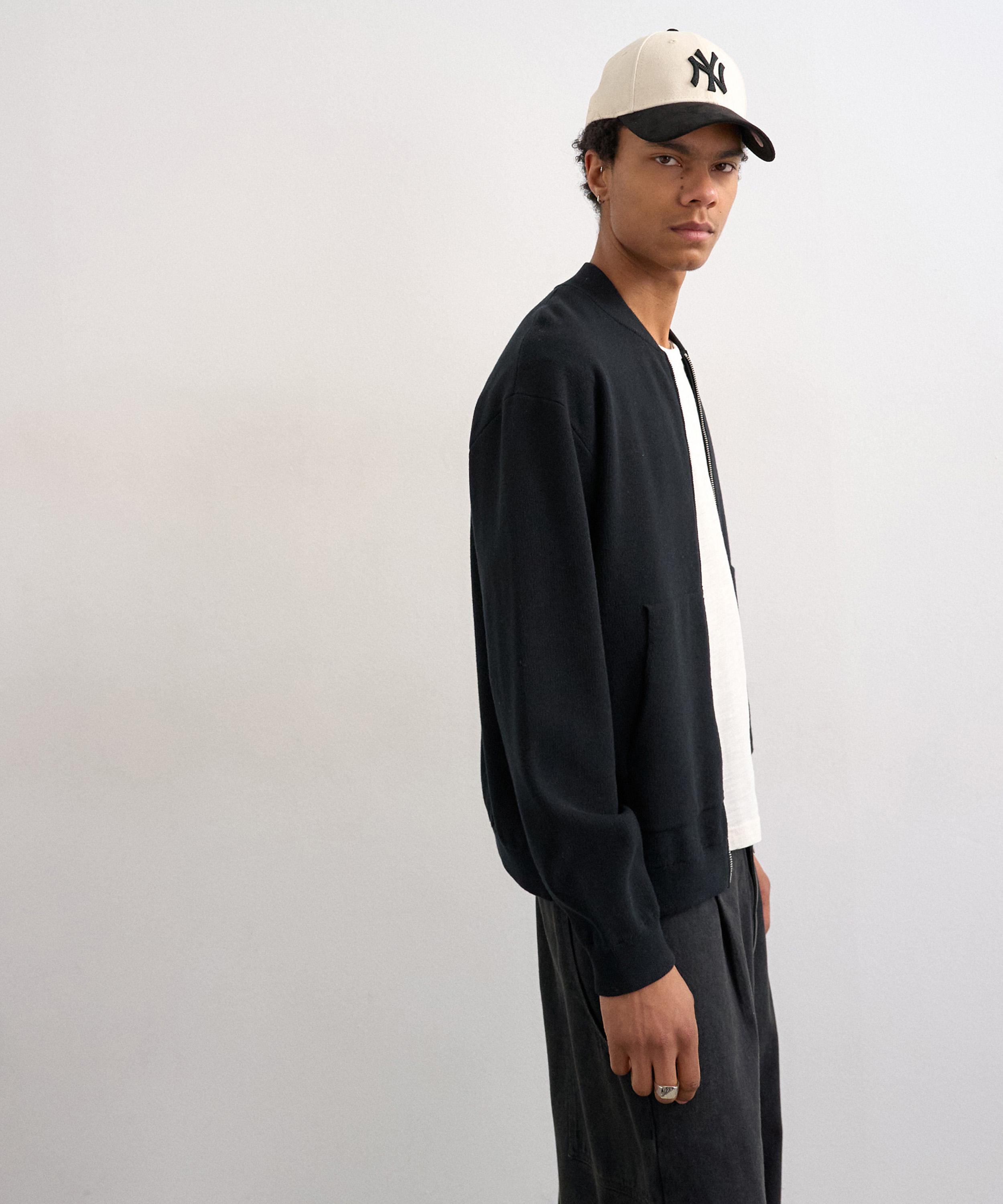 TOPMAN - Black Premium Zip-Through Cardigan image number 3