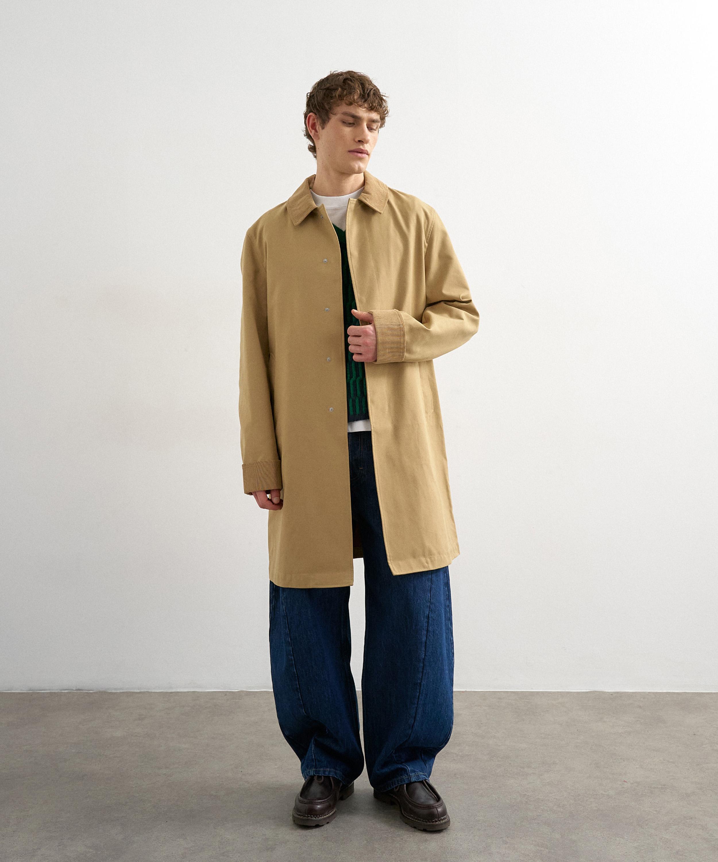 TOPMAN - Camel Cord Collar Car Coat