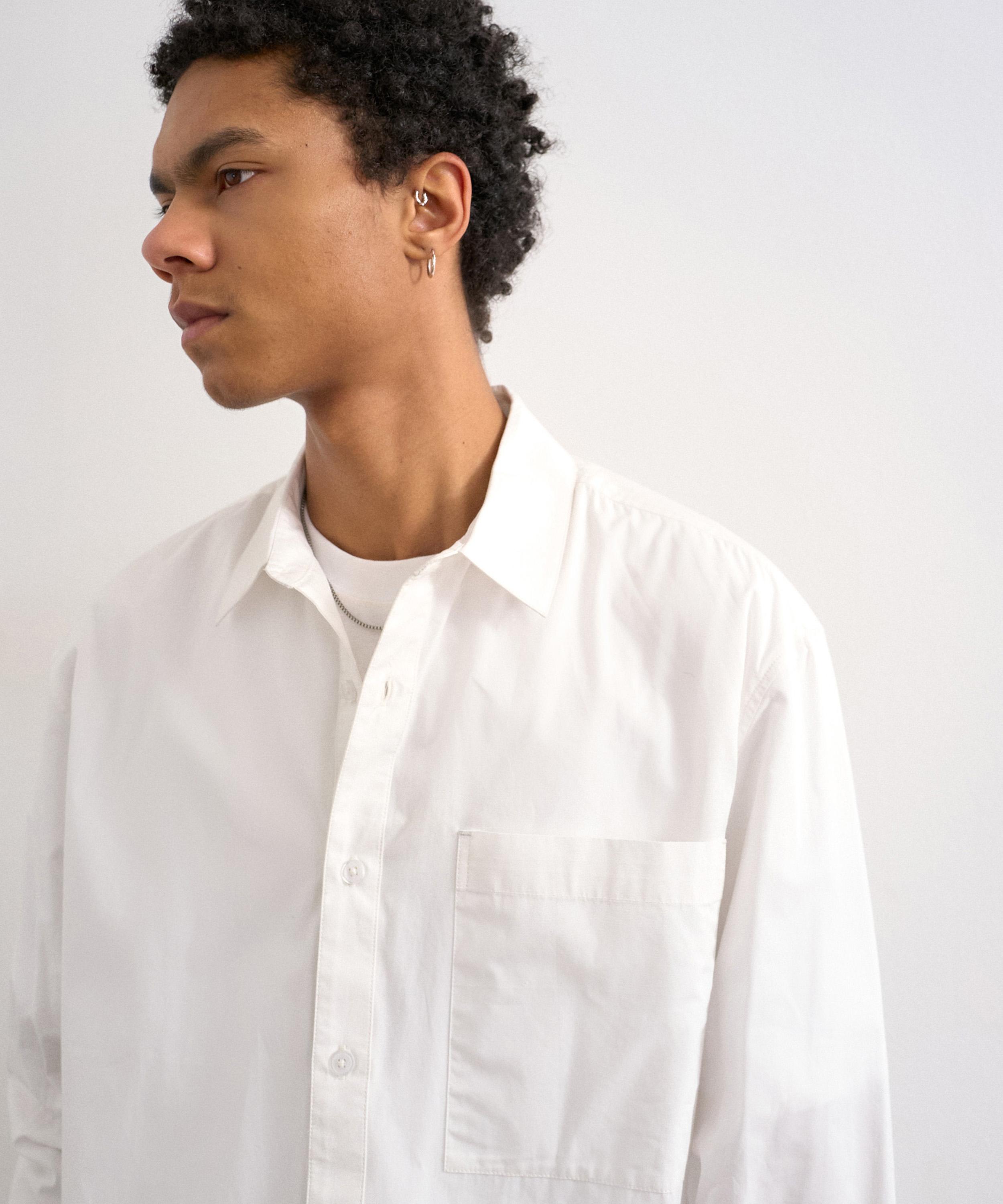 TOPMAN - White Oversized Formal Poplin Shirt image number 3