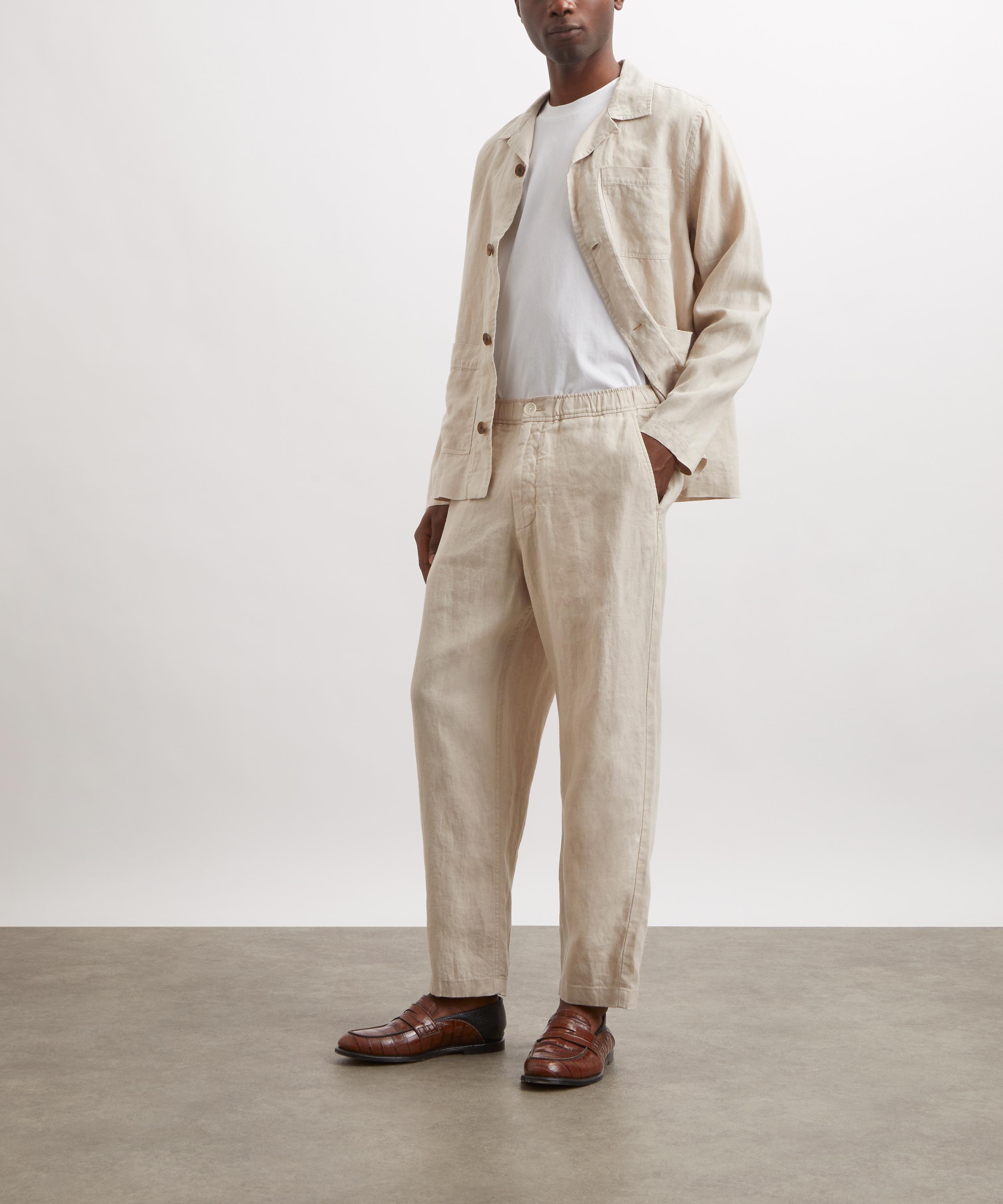 Wax London - Kurt Washed Beige Linen Trousers&nbsp; image number 1