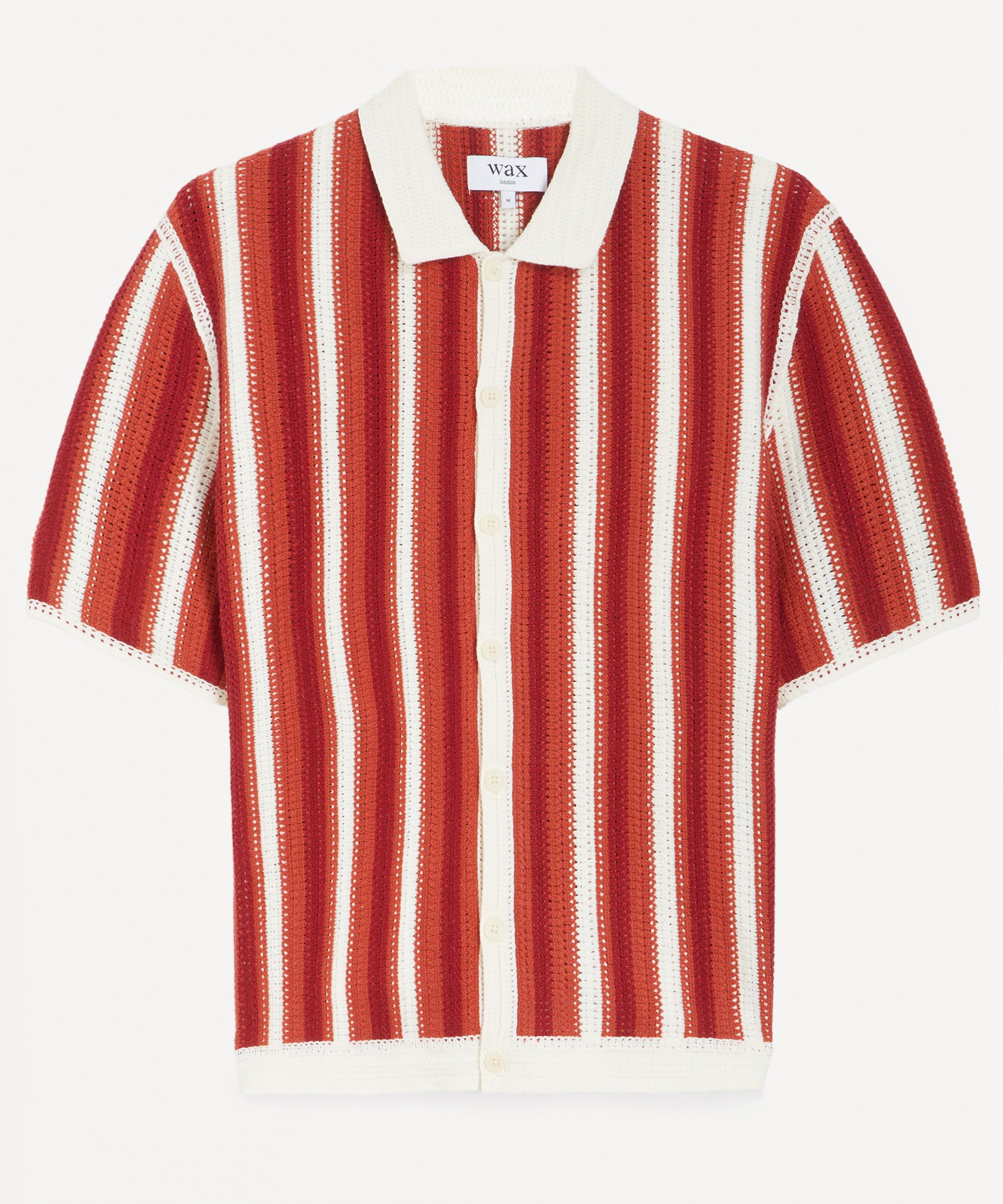 Wax London - Porto Crochet Knit Striped Short-Sleeve Shirt