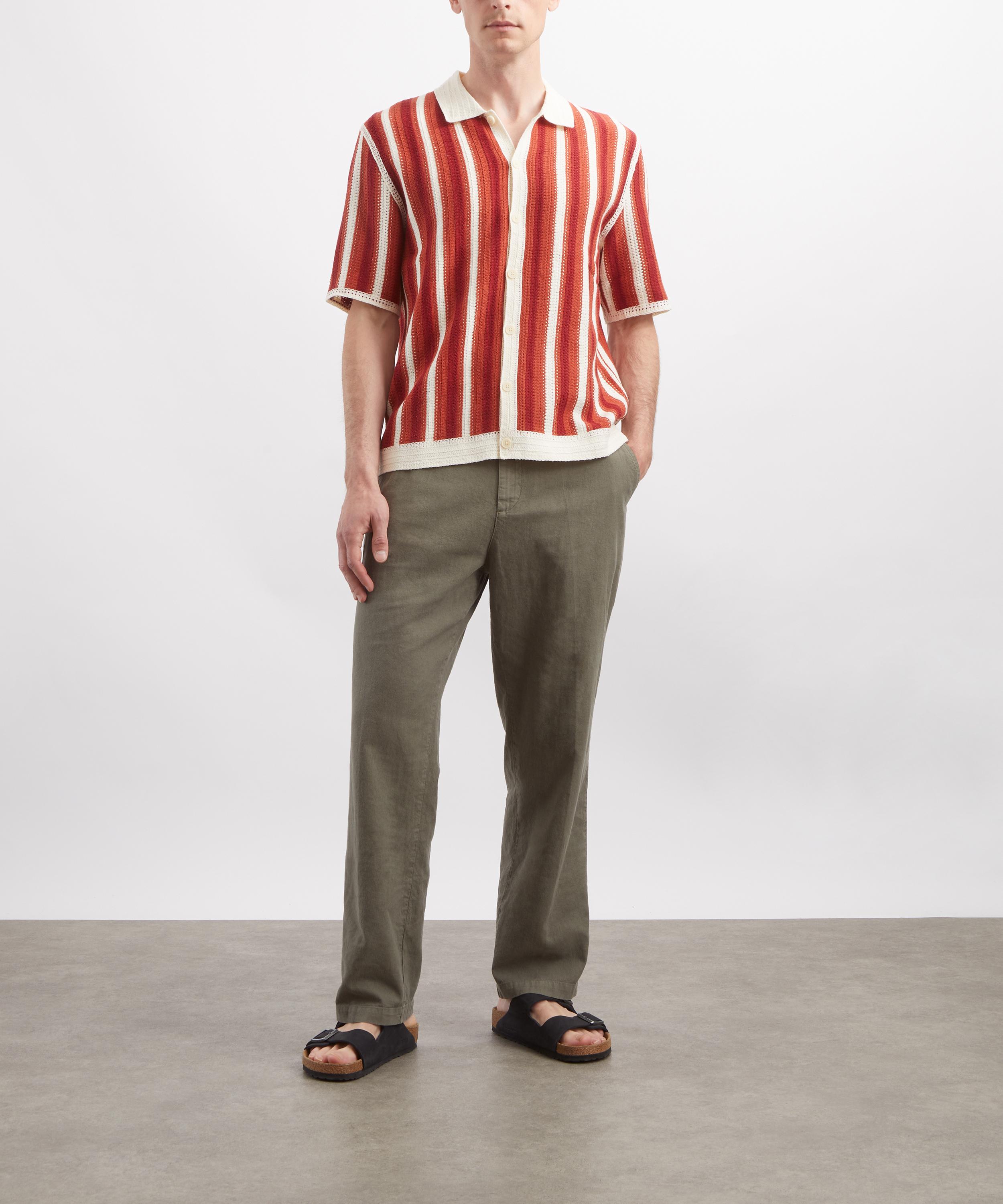 Wax London - Porto Crochet Knit Striped Short-Sleeve Shirt image number 1