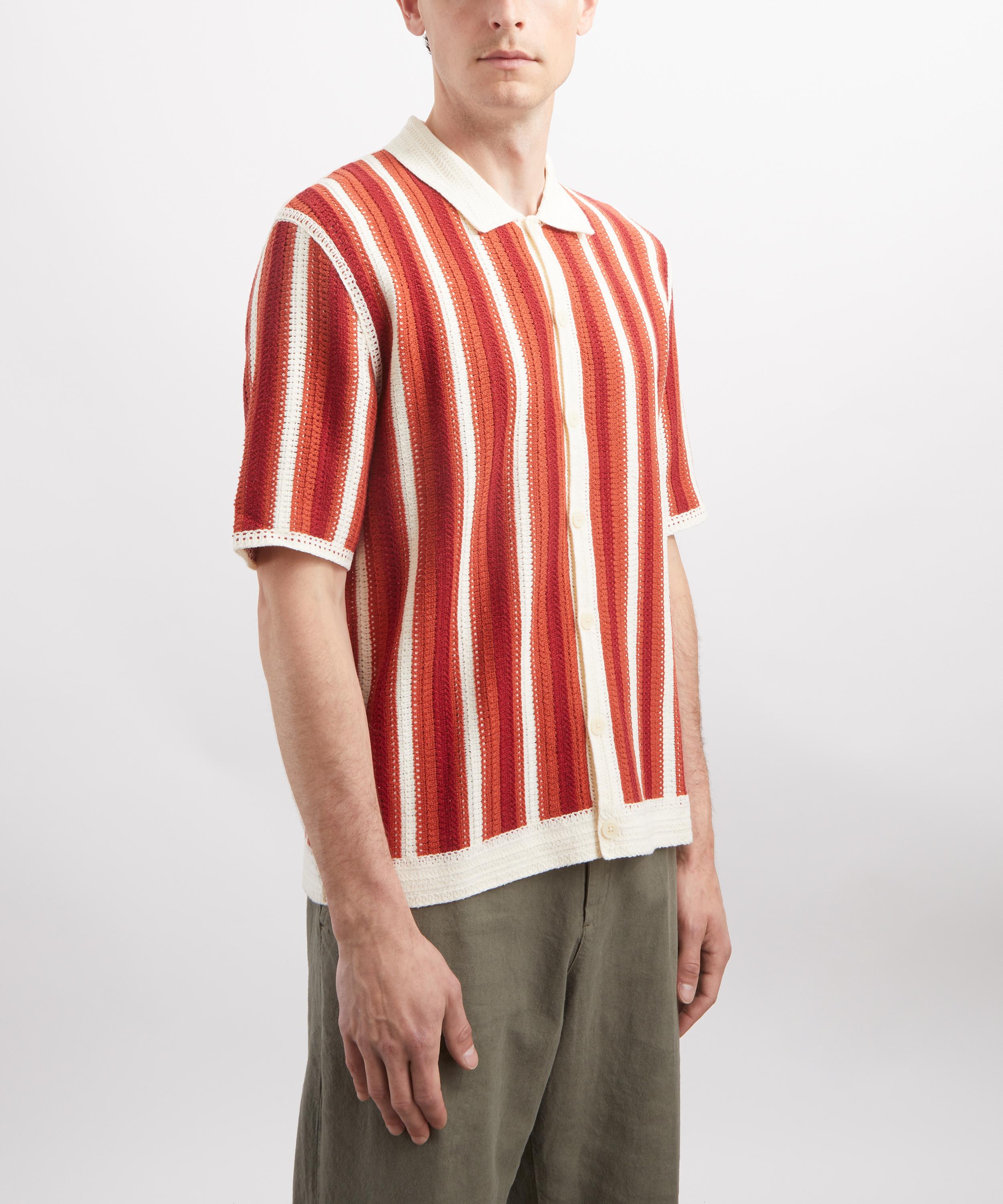 Wax London - Porto Crochet Knit Striped Short-Sleeve Shirt image number 2
