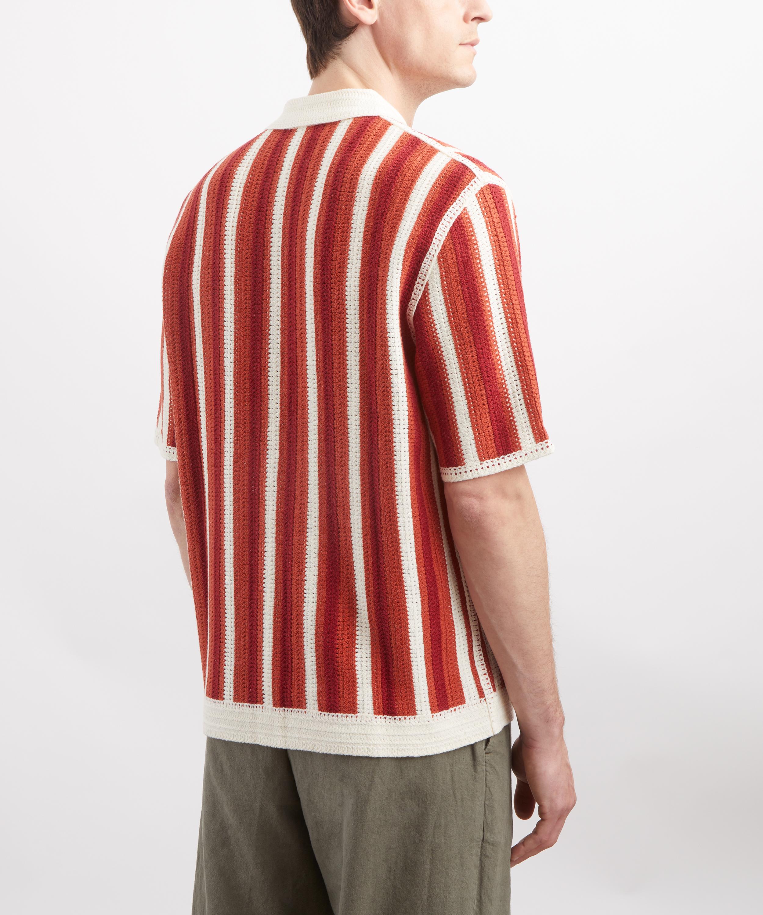 Wax London - Porto Crochet Knit Striped Short-Sleeve Shirt image number 3