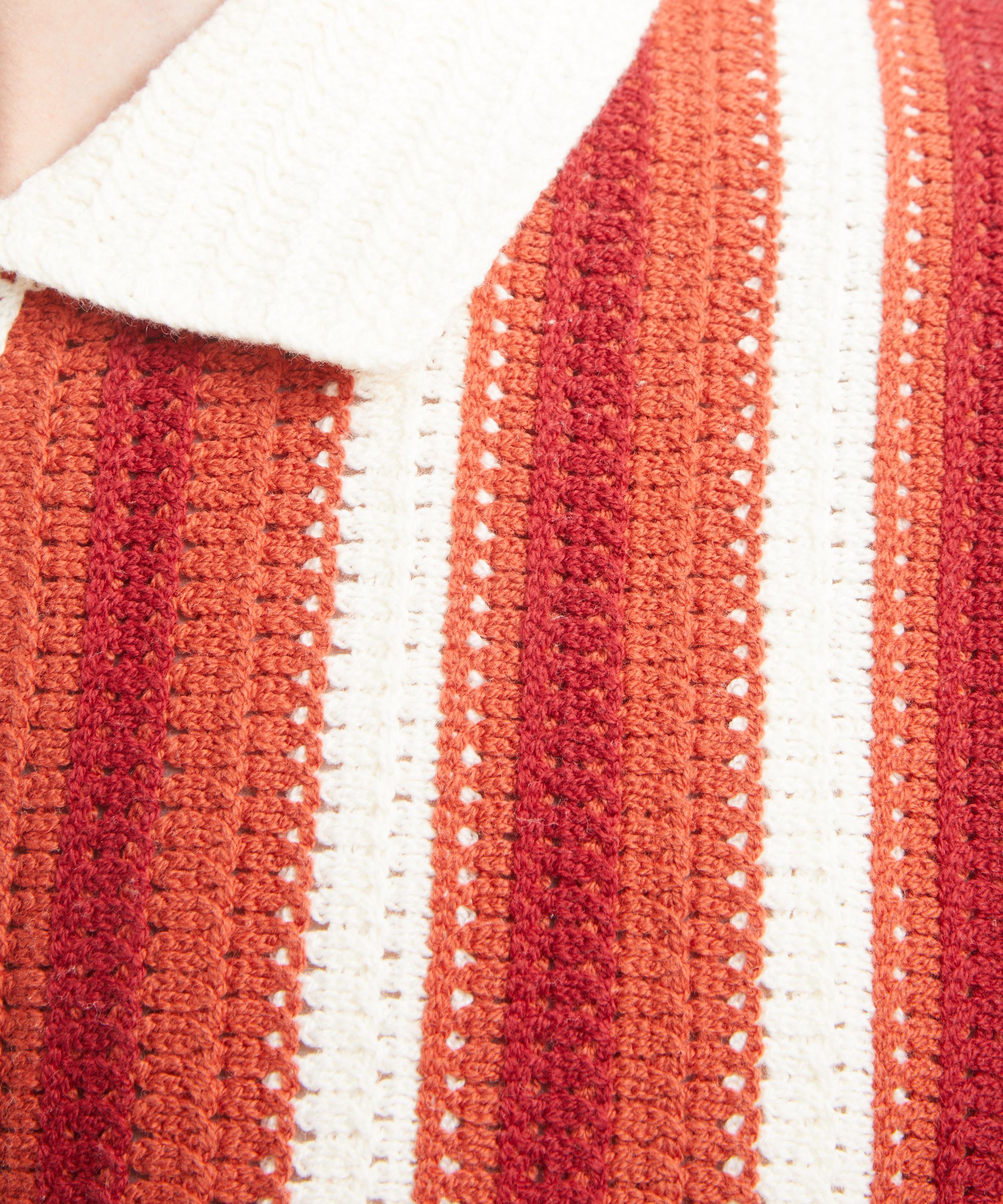 Wax London - Porto Crochet Knit Striped Short-Sleeve Shirt image number 4