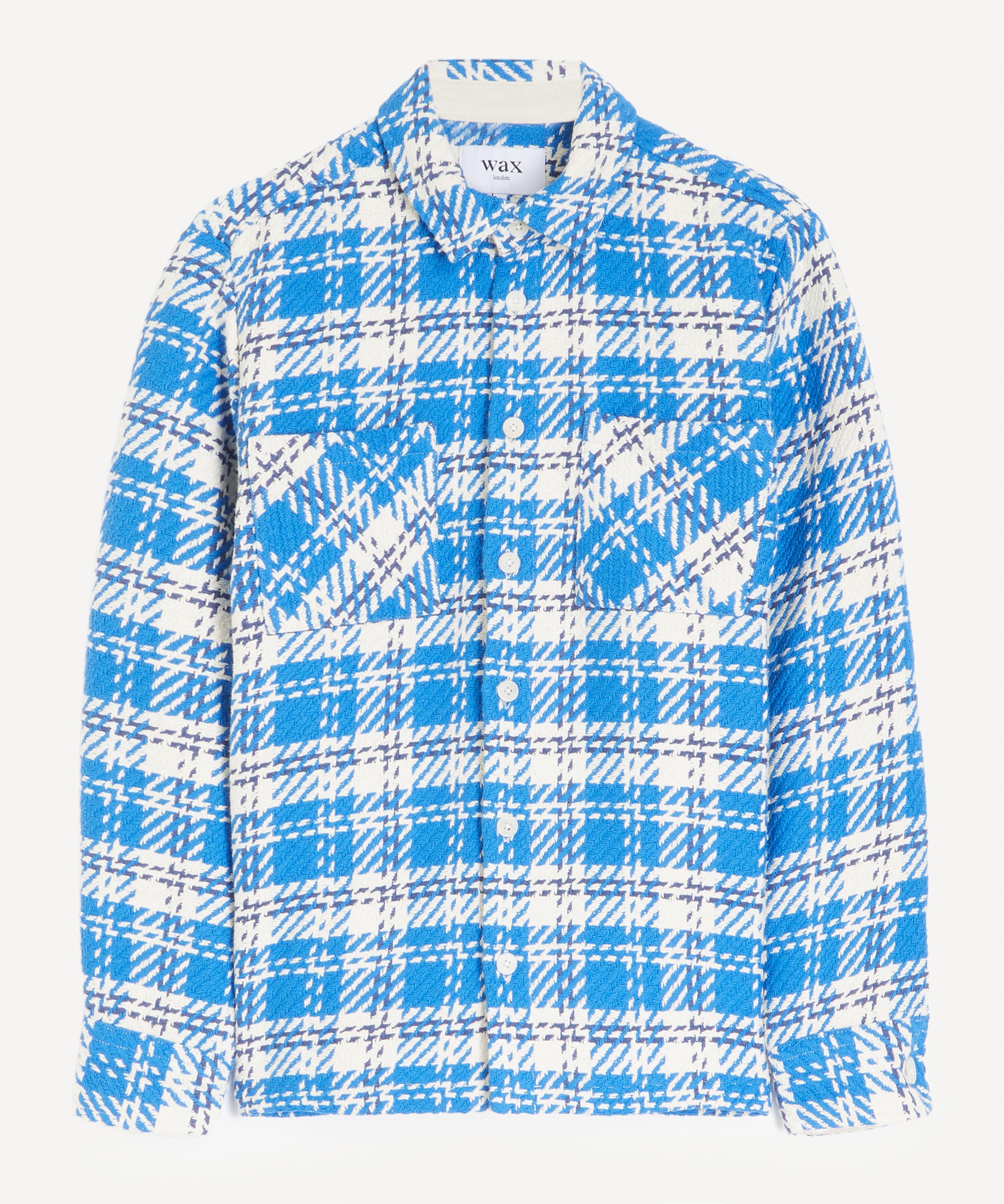 Wax London - Whiting Cotton Overshirt in Blue Oran Check