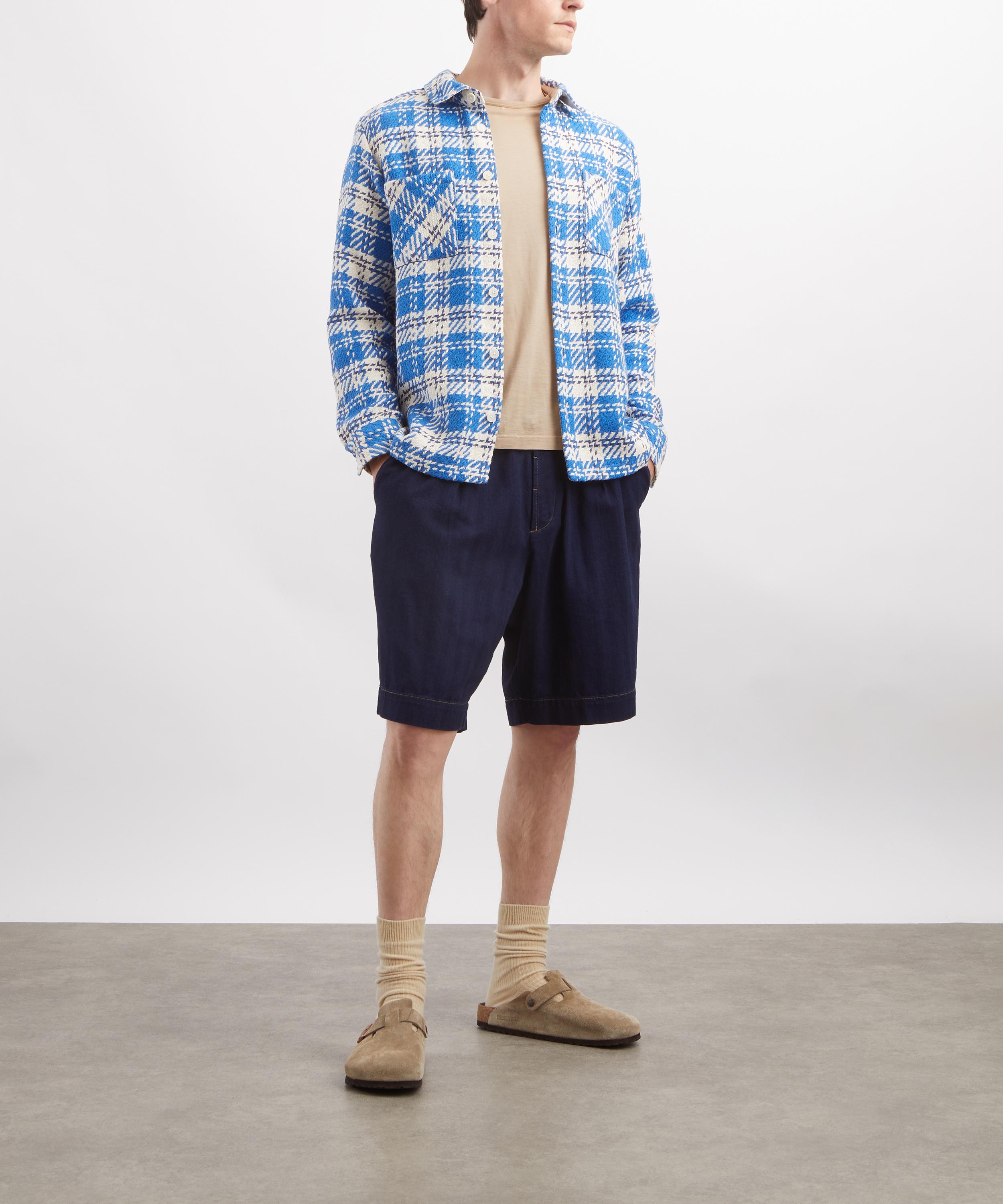 Wax London - Whiting Cotton Overshirt in Blue Oran Check image number 1
