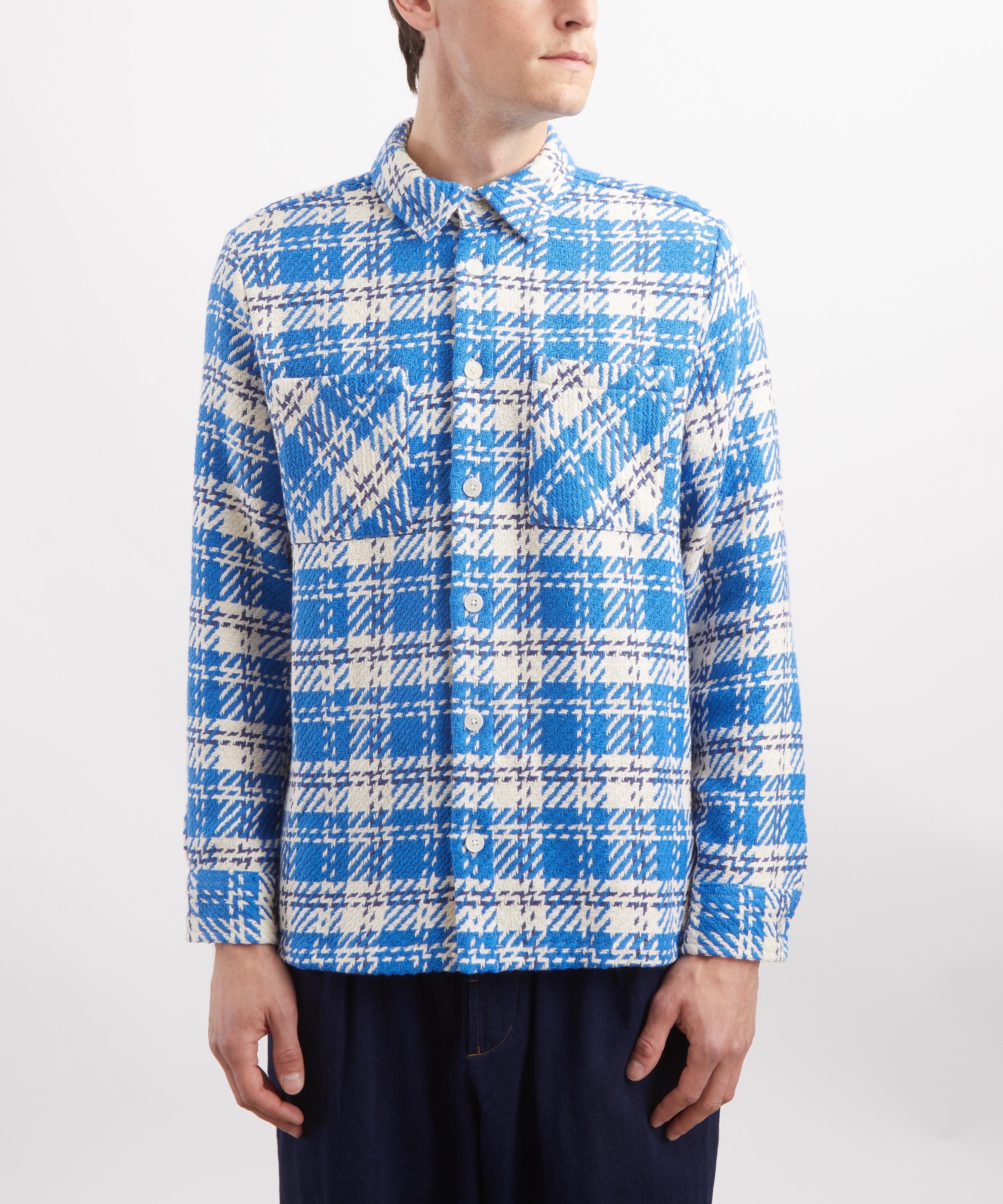 Wax London - Whiting Cotton Overshirt in Blue Oran Check image number 2