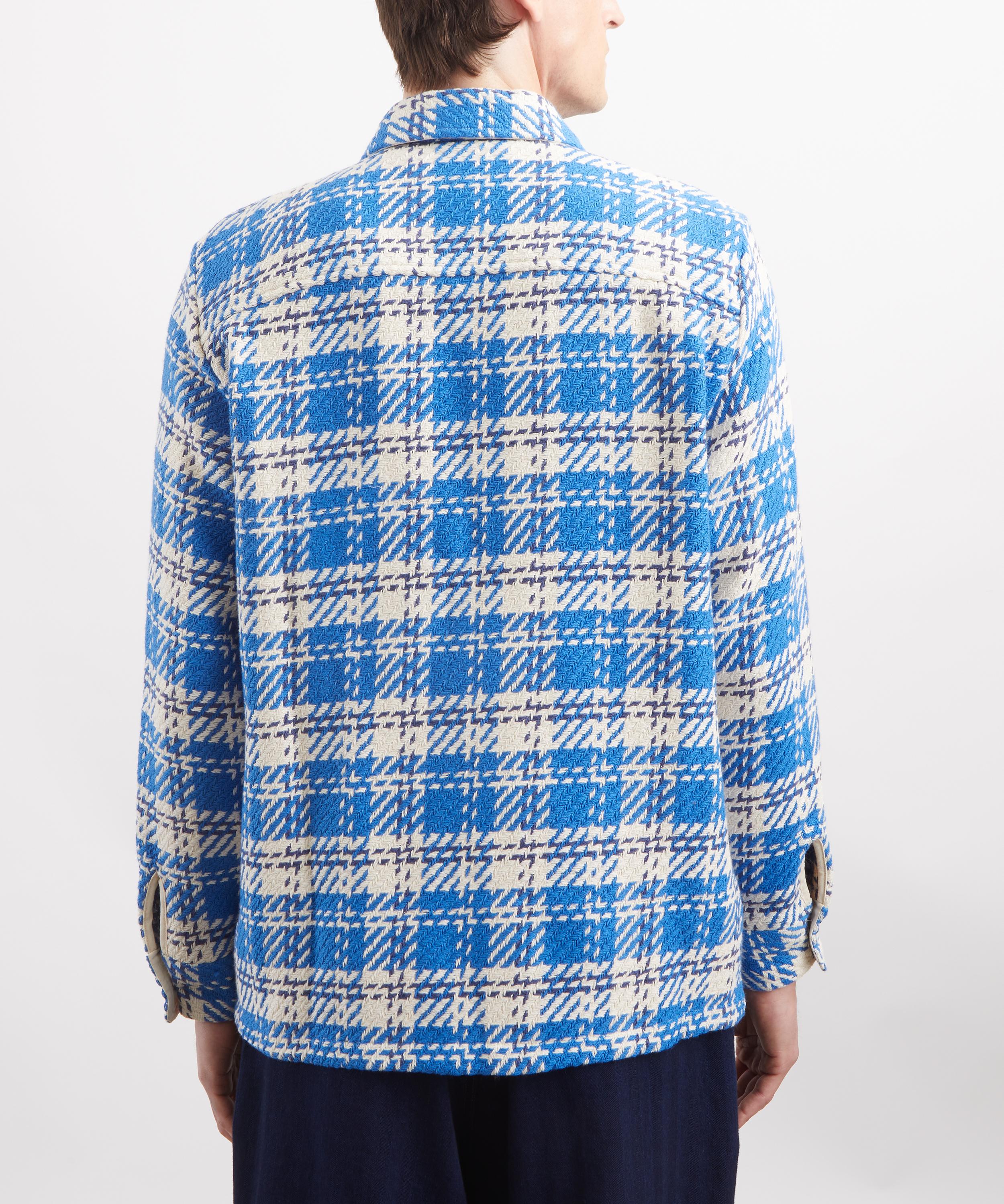 Wax London - Whiting Cotton Overshirt in Blue Oran Check image number 3