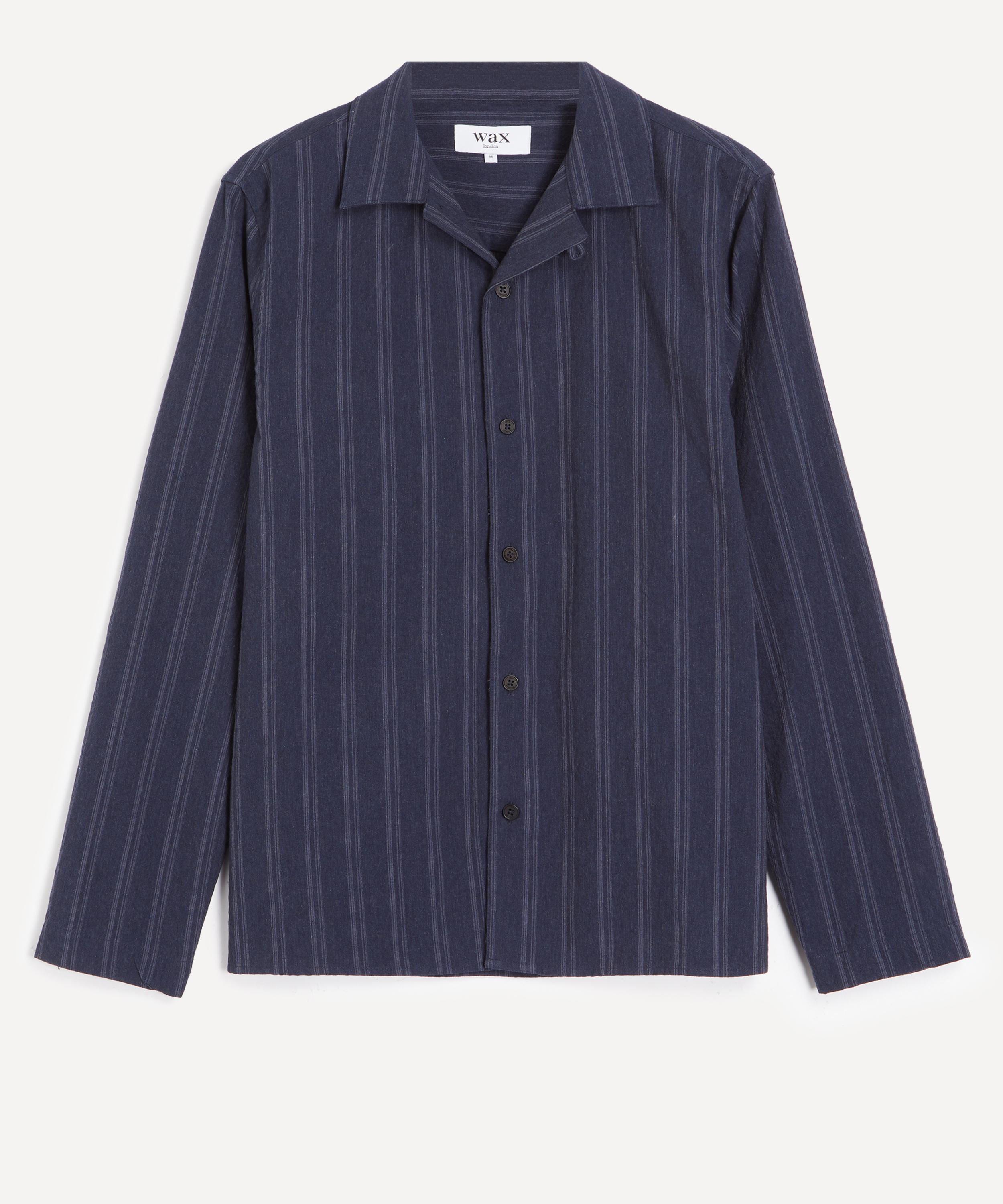 Wax London - Corey Textured Striped Shirt in Navy