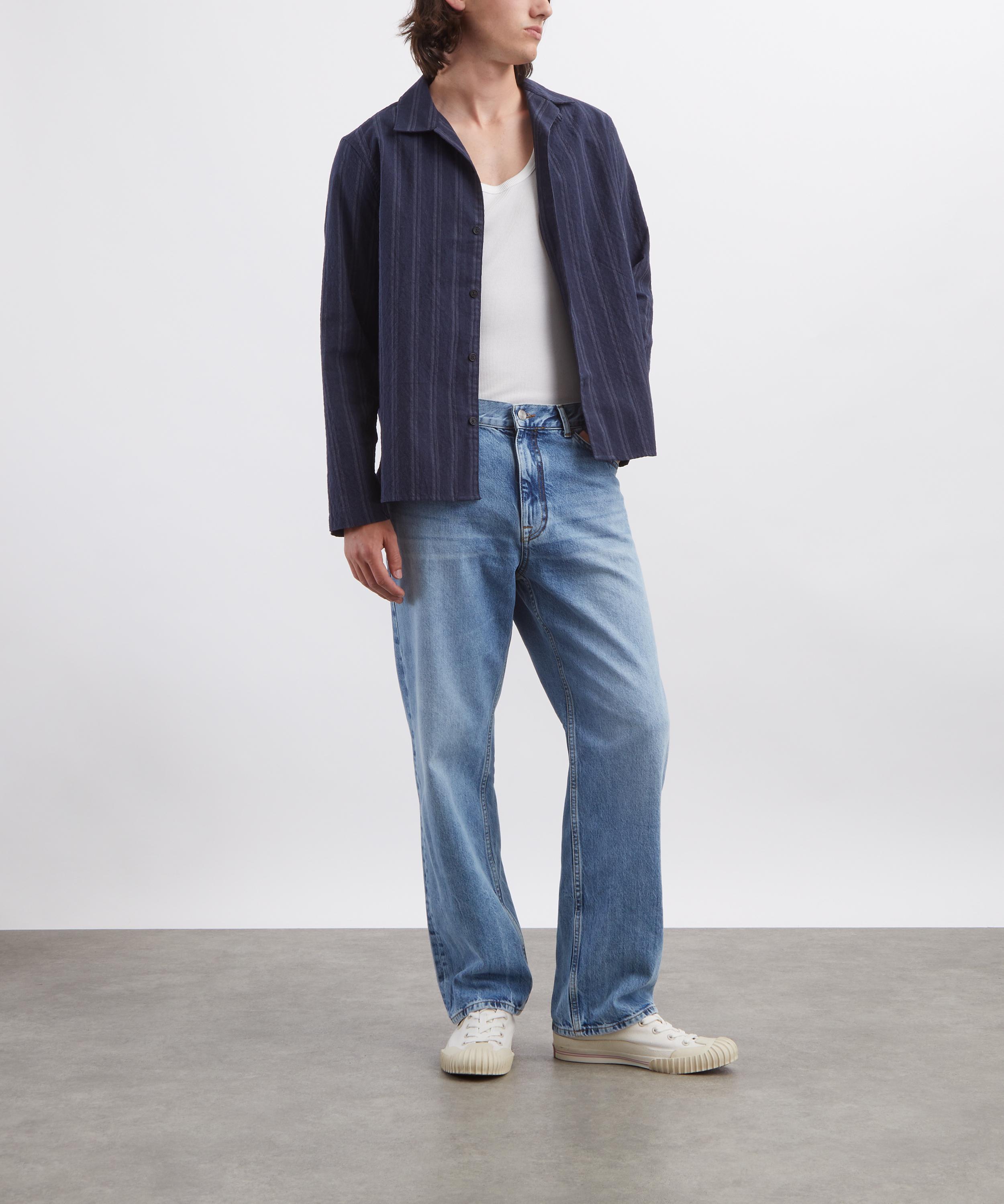 Wax London - Corey Textured Striped Shirt in Navy image number 1
