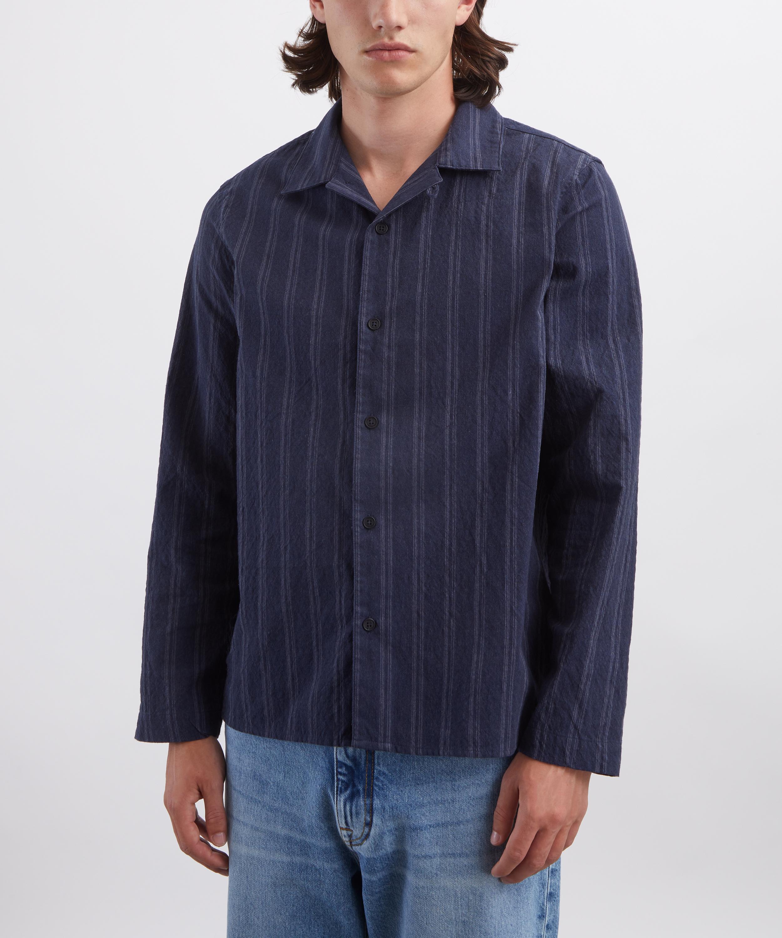Wax London - Corey Textured Striped Shirt in Navy image number 2